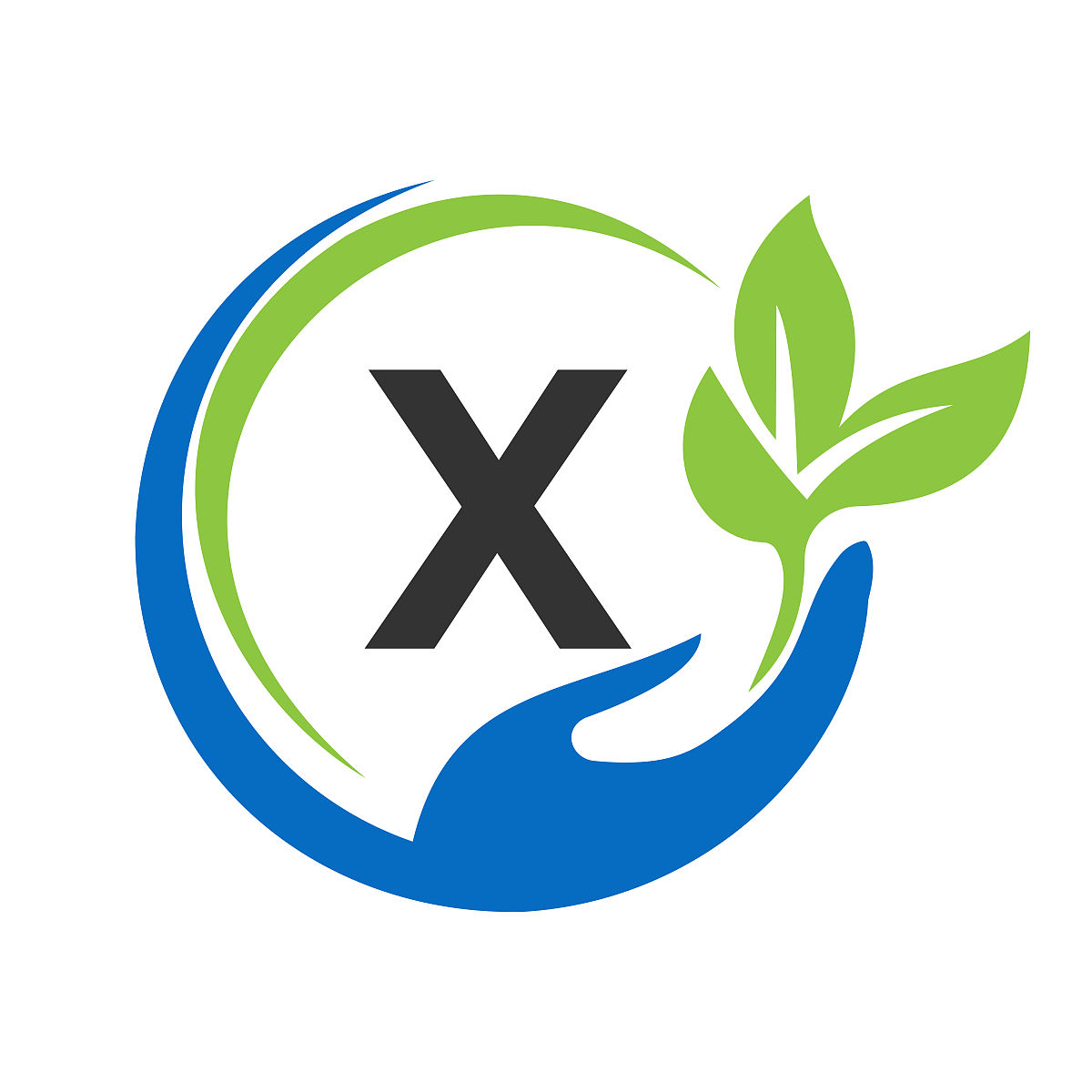 亲历字母x标志设计.x医疗保健,带手部标志的基金会