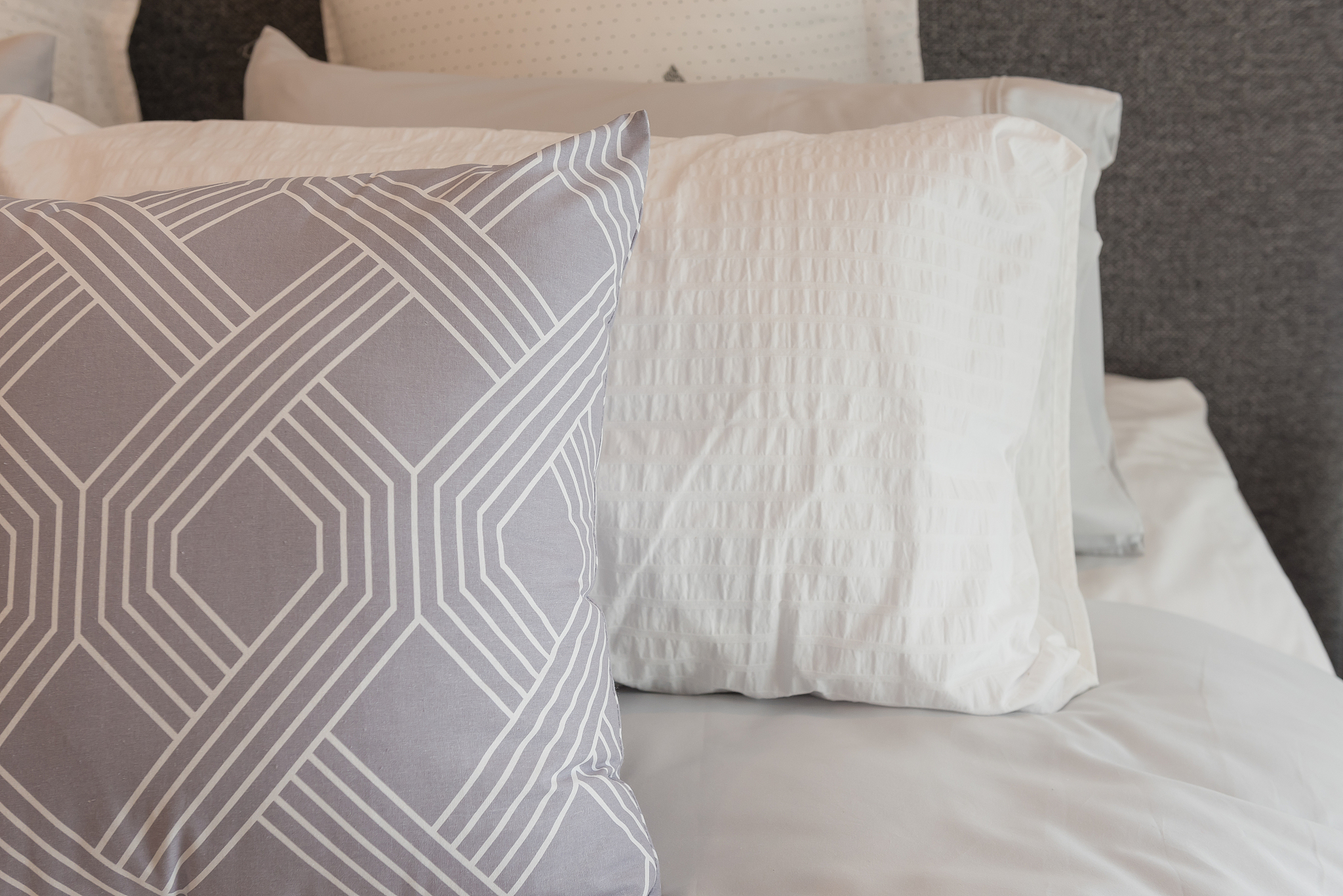 luxury bedroom style with set of pillows