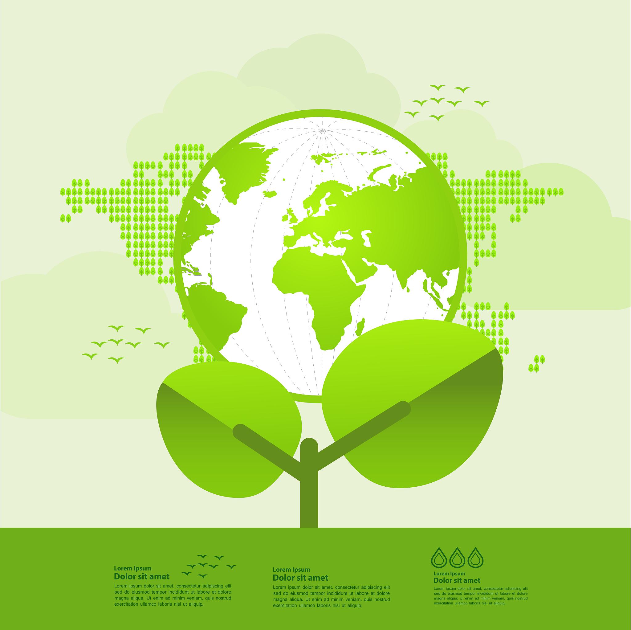save the world together green ecology vector illustration.