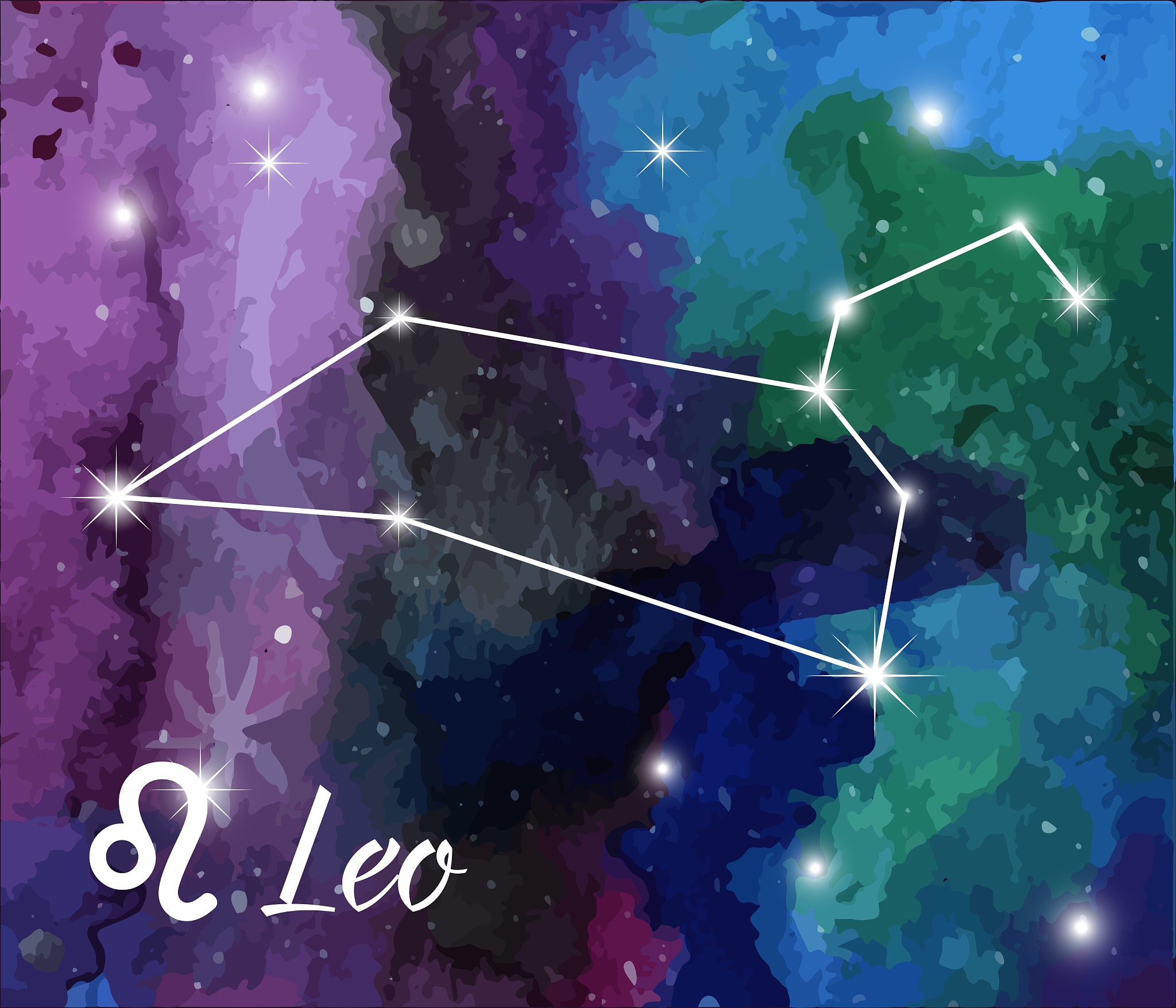 zodiac sign on watercolor abstract galaxy
