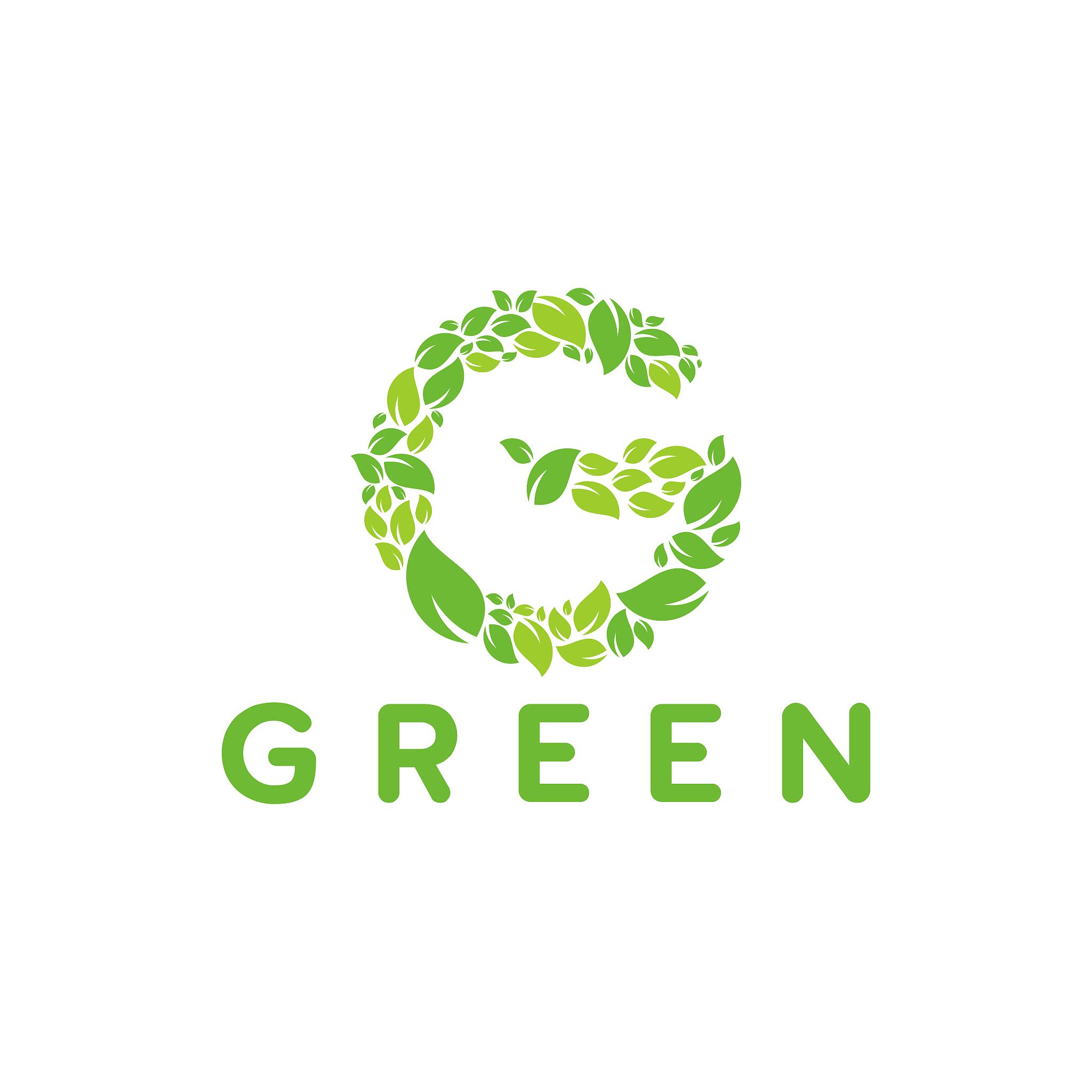 green initial  with leaf texture template designs