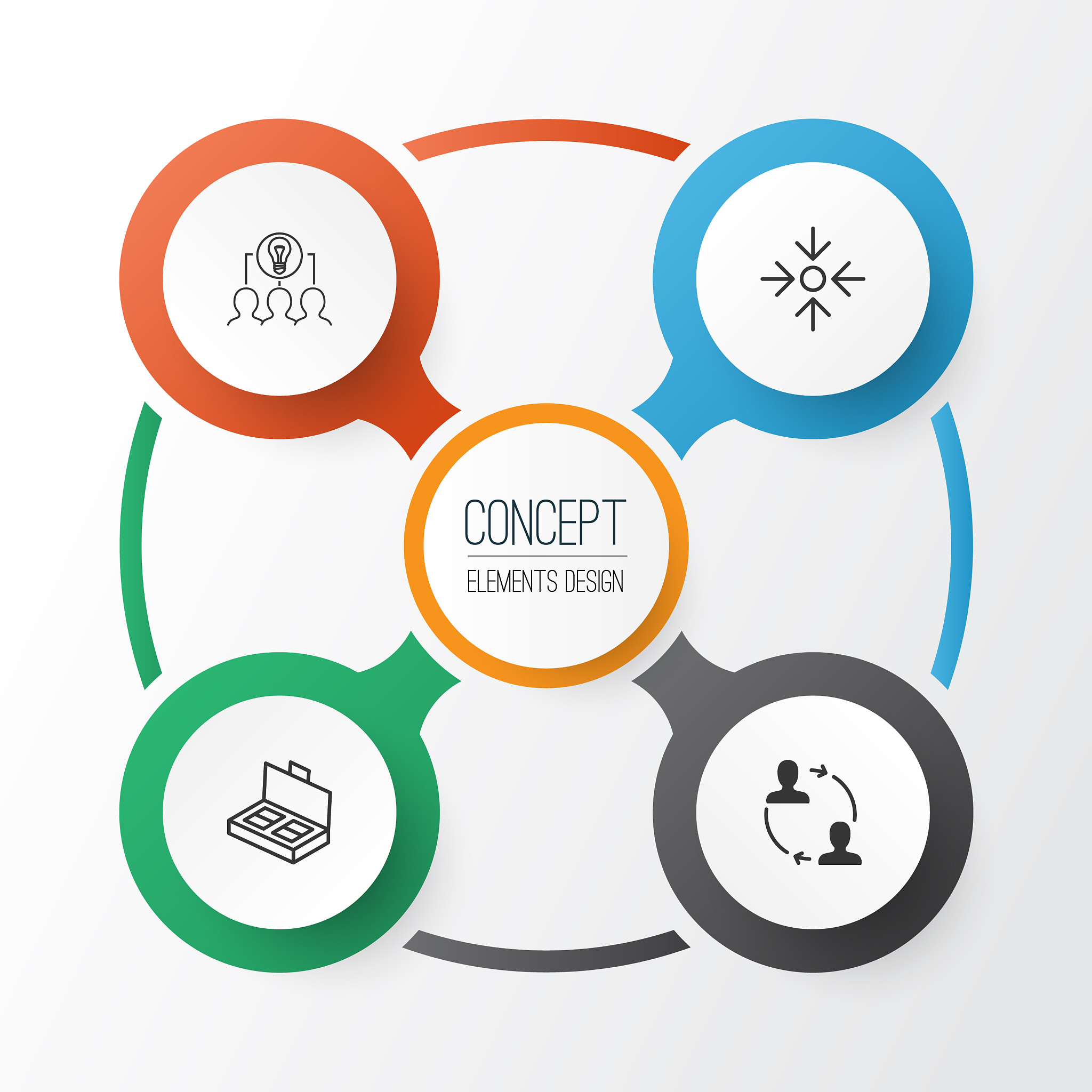 management icons set collection of cooperation