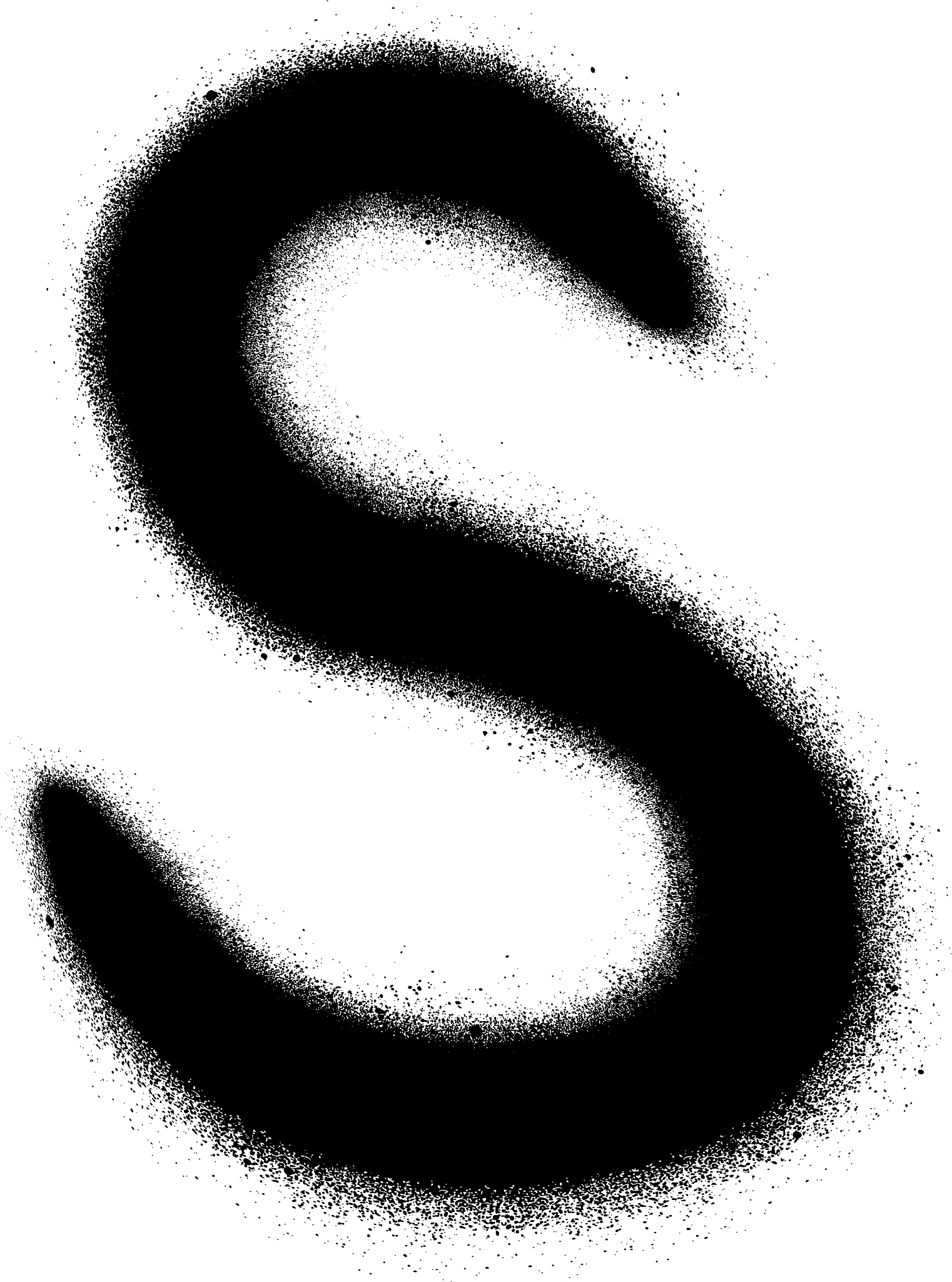 sprayed s font graffiti in black over white
