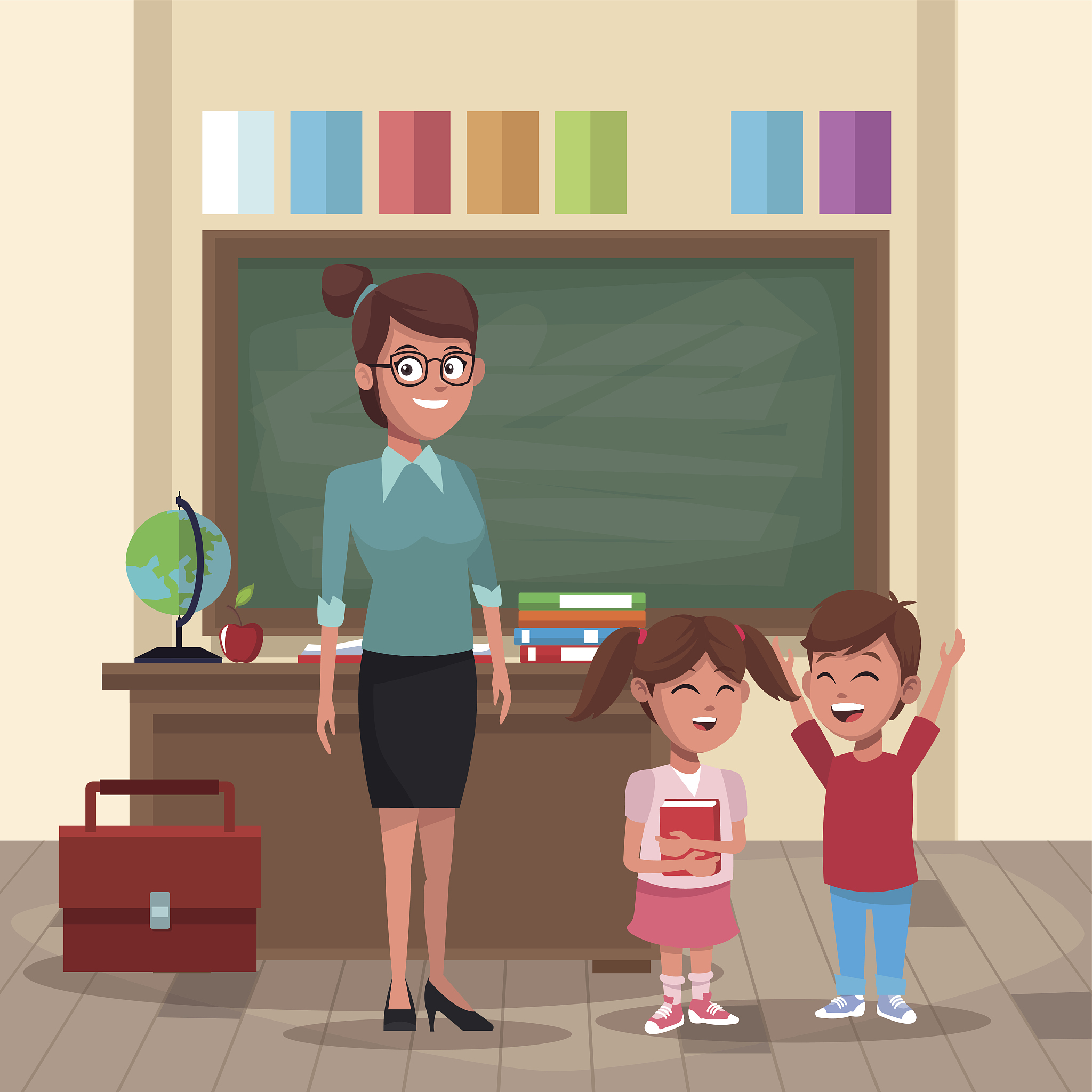teacher with kids in classroom