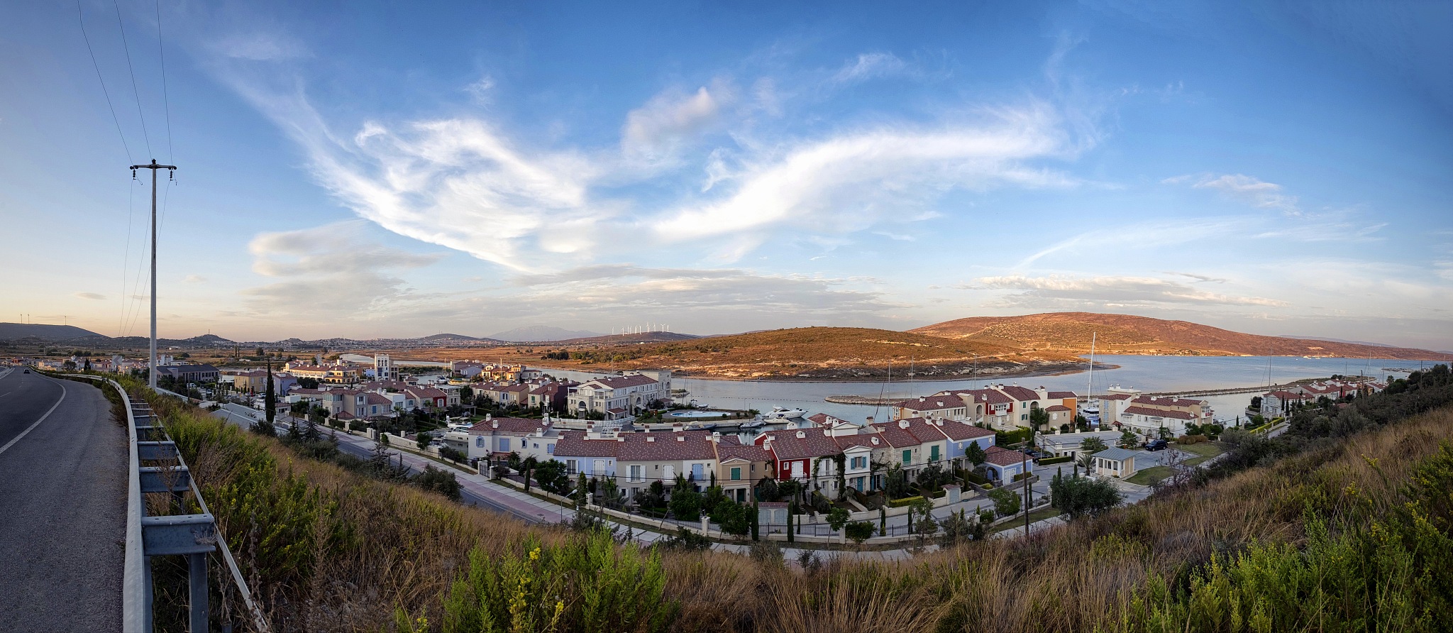 port alacati panorama at sunset.