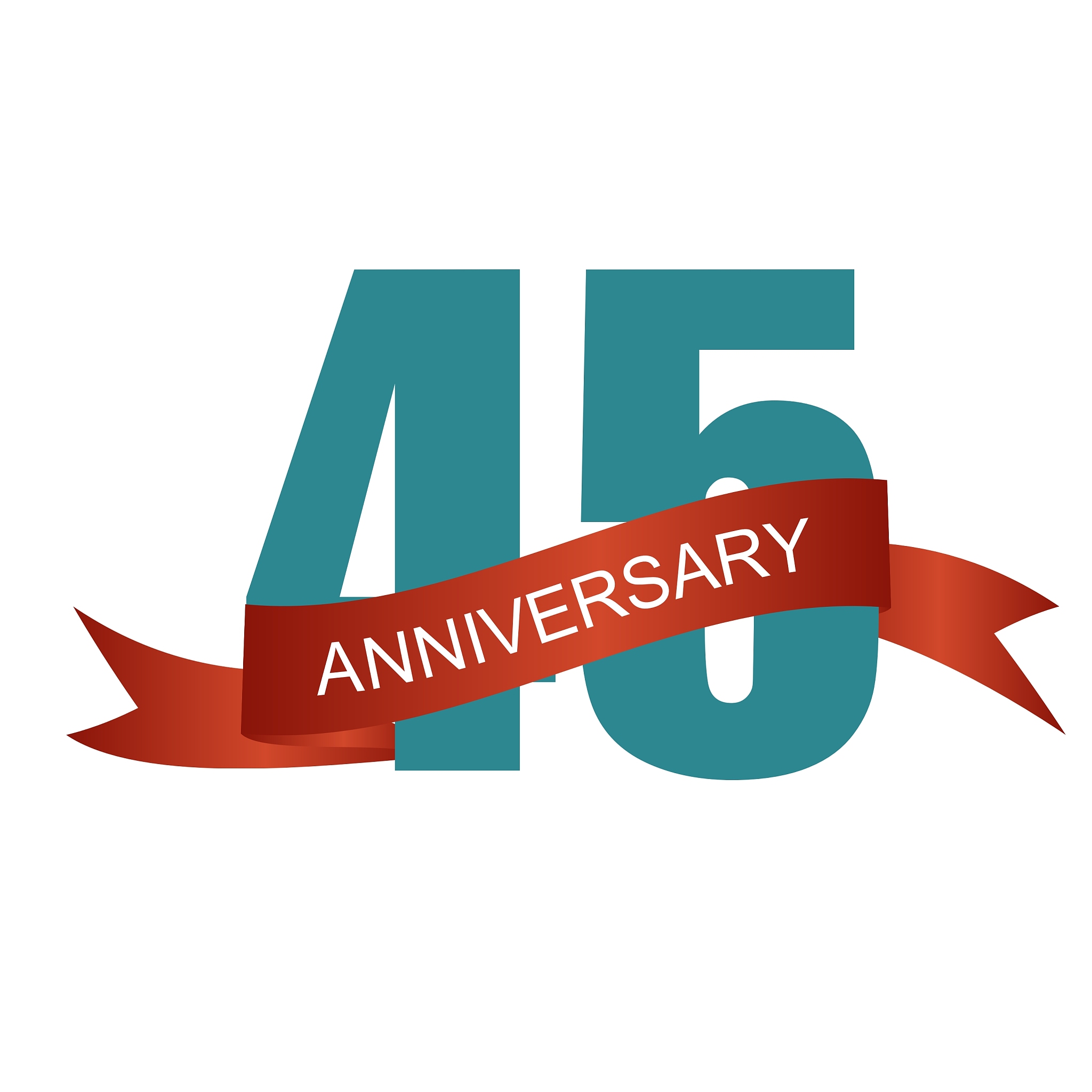 forty five years anniversary label sign for your