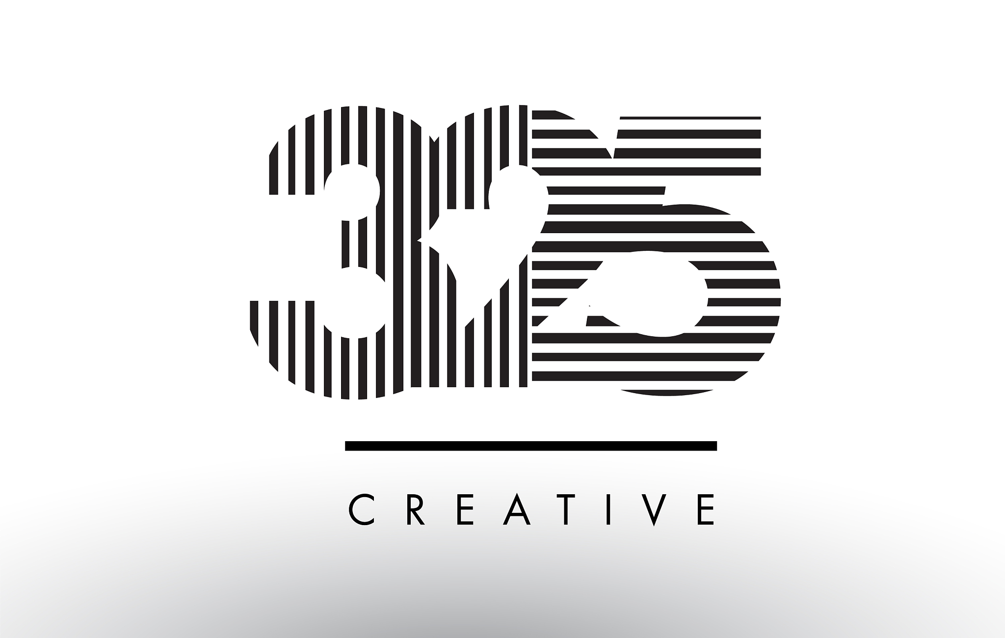 325 black and white lines number logo design