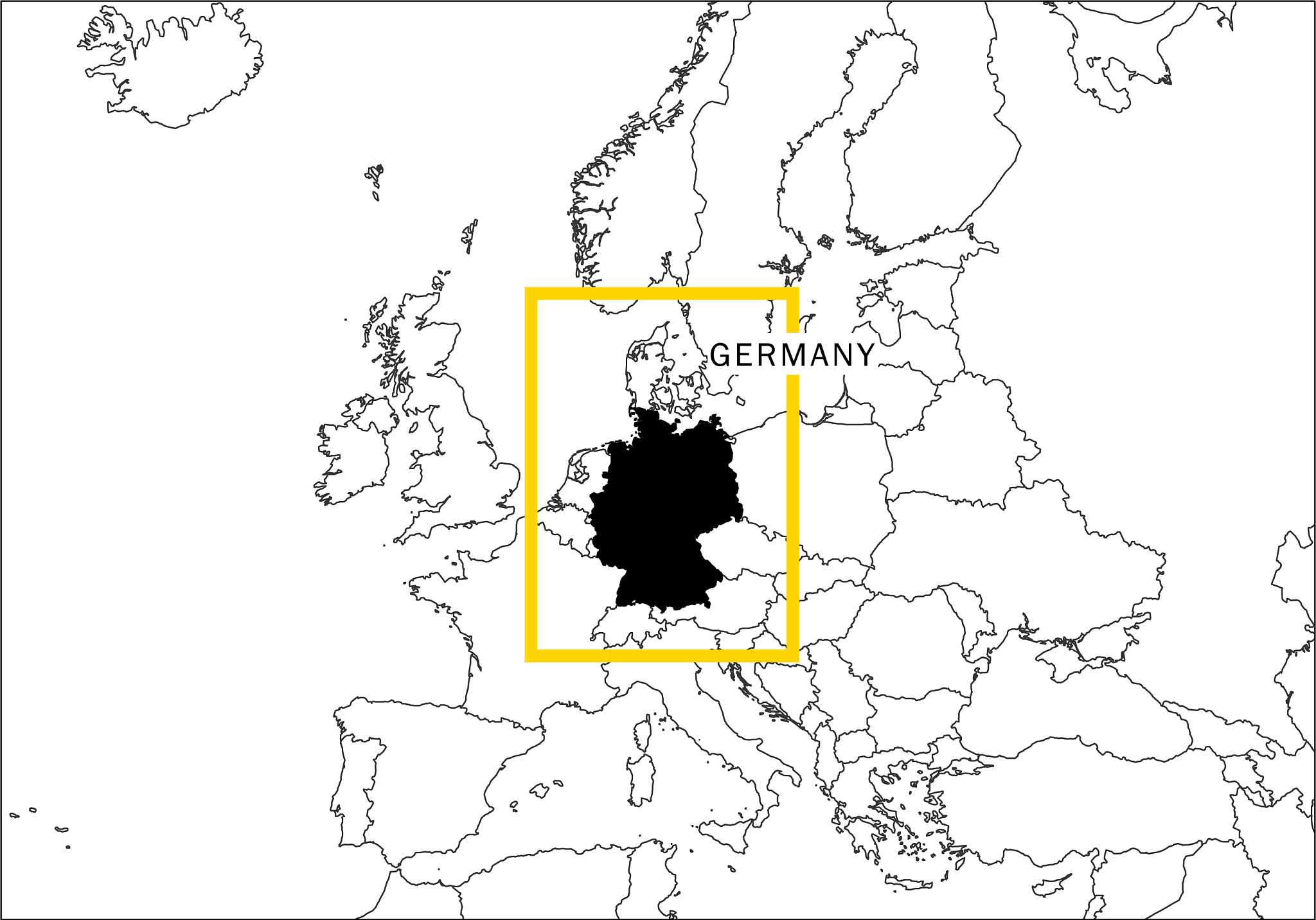 germany map yellow frame geography national