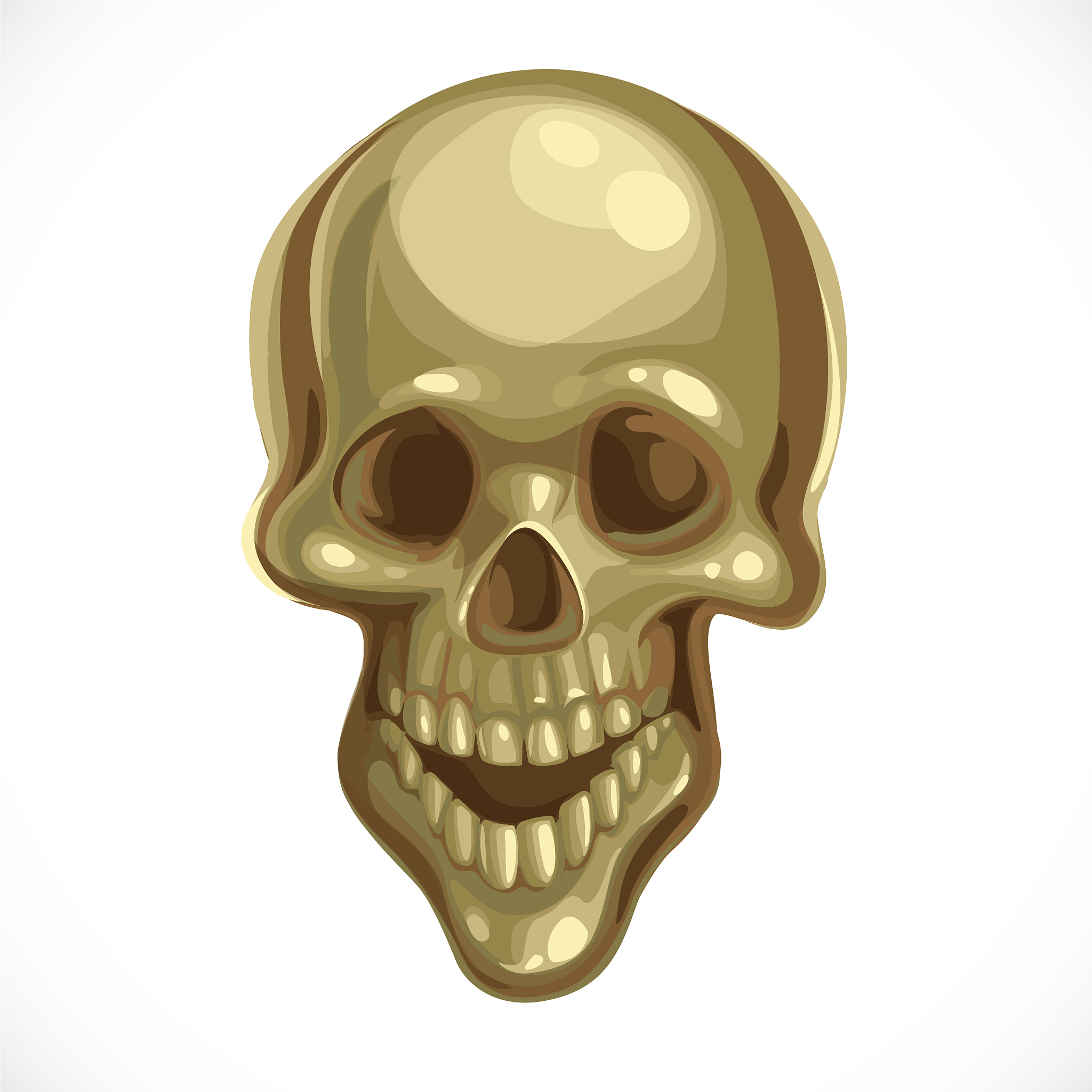 ancient terrible bronze skull isolated on white