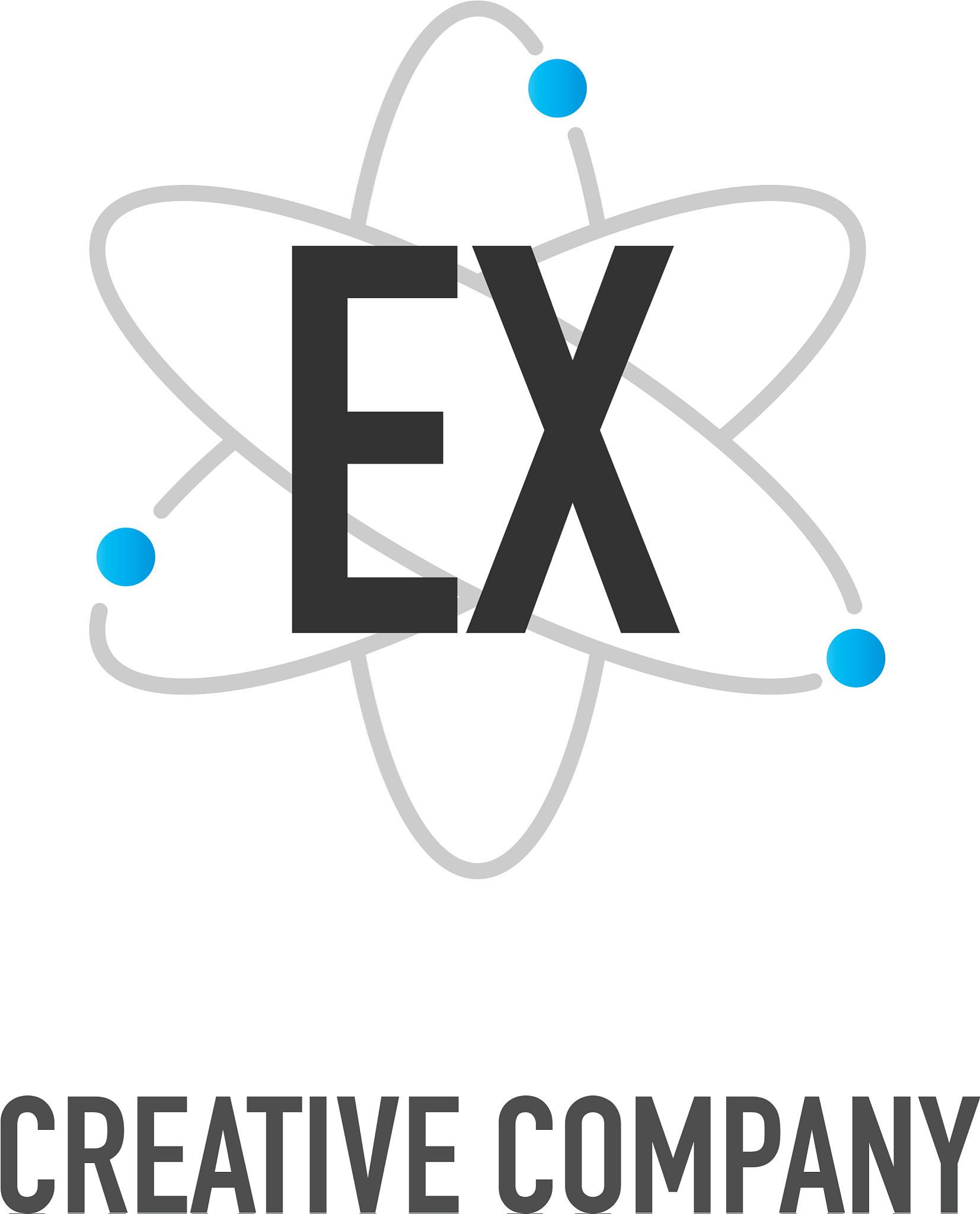 initial letter ex atom neutron design logo
