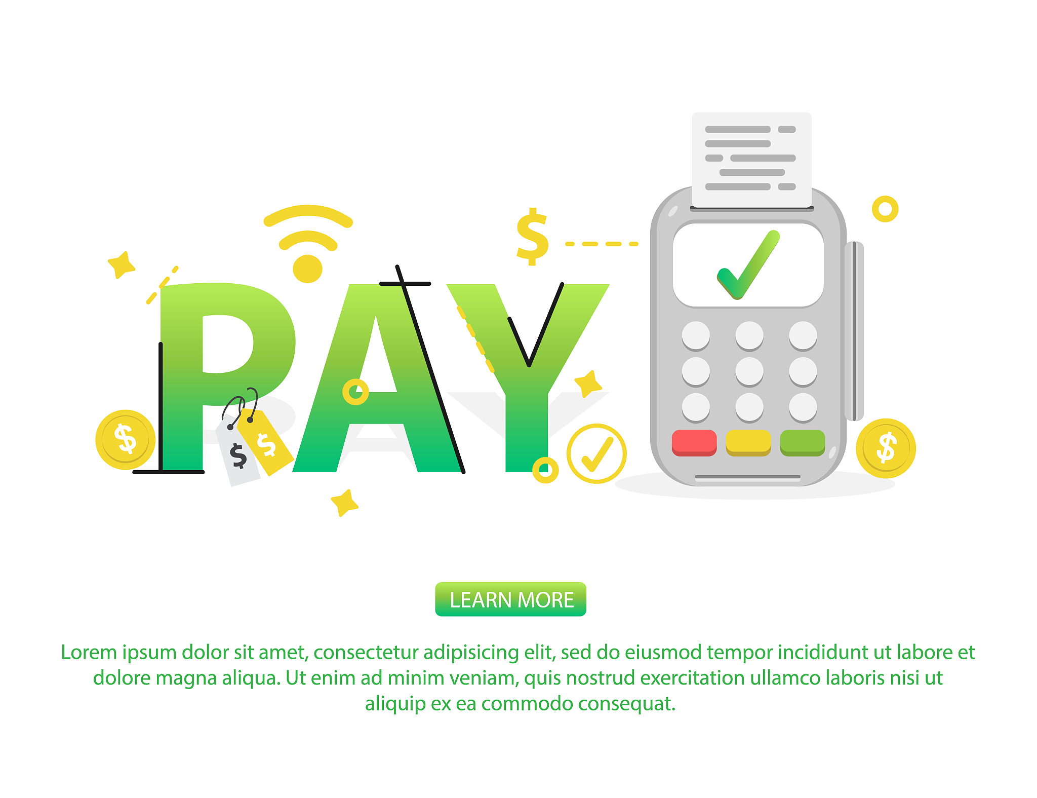 concept of word design. contactless payment, online payment