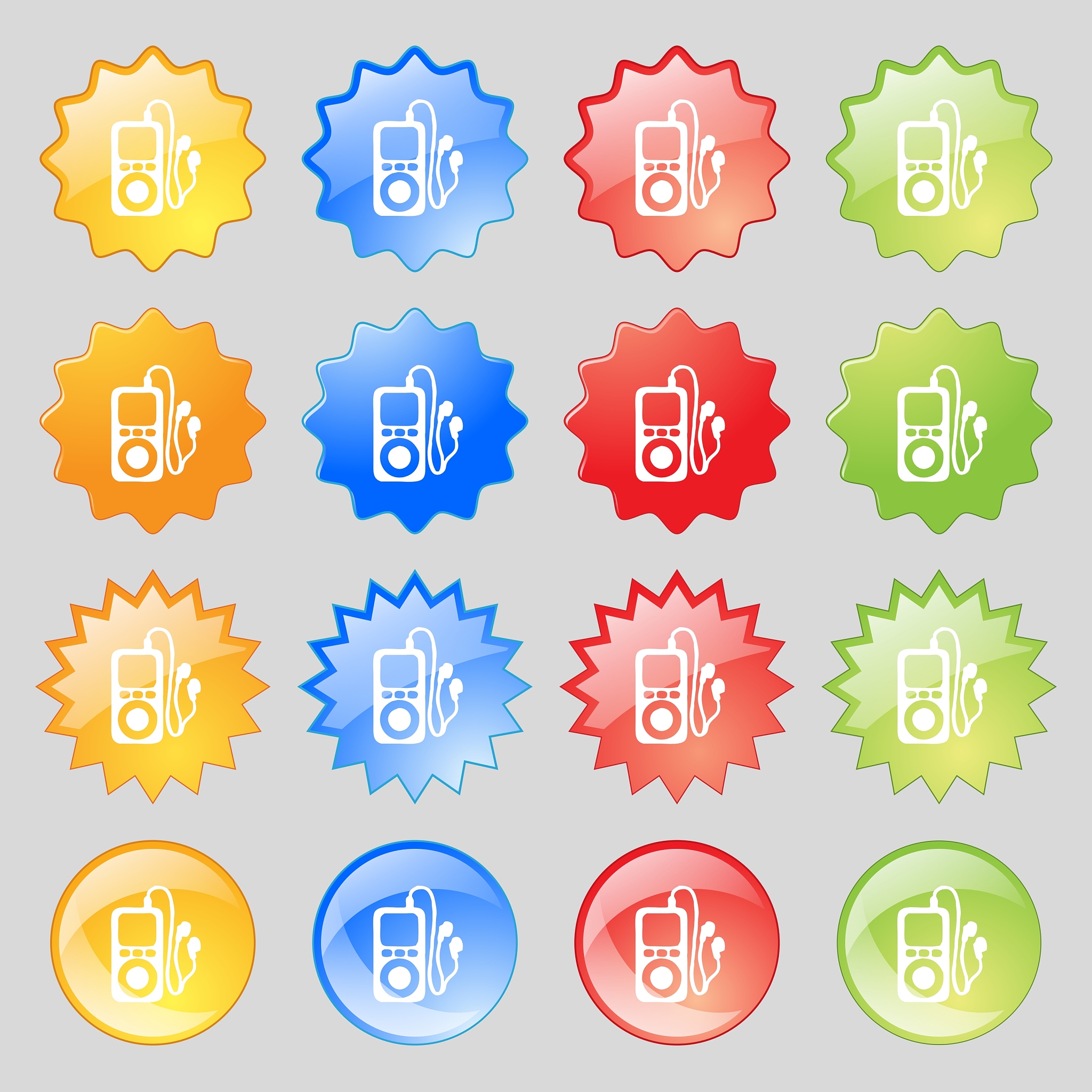 mp3 player headphones music icon sign set from