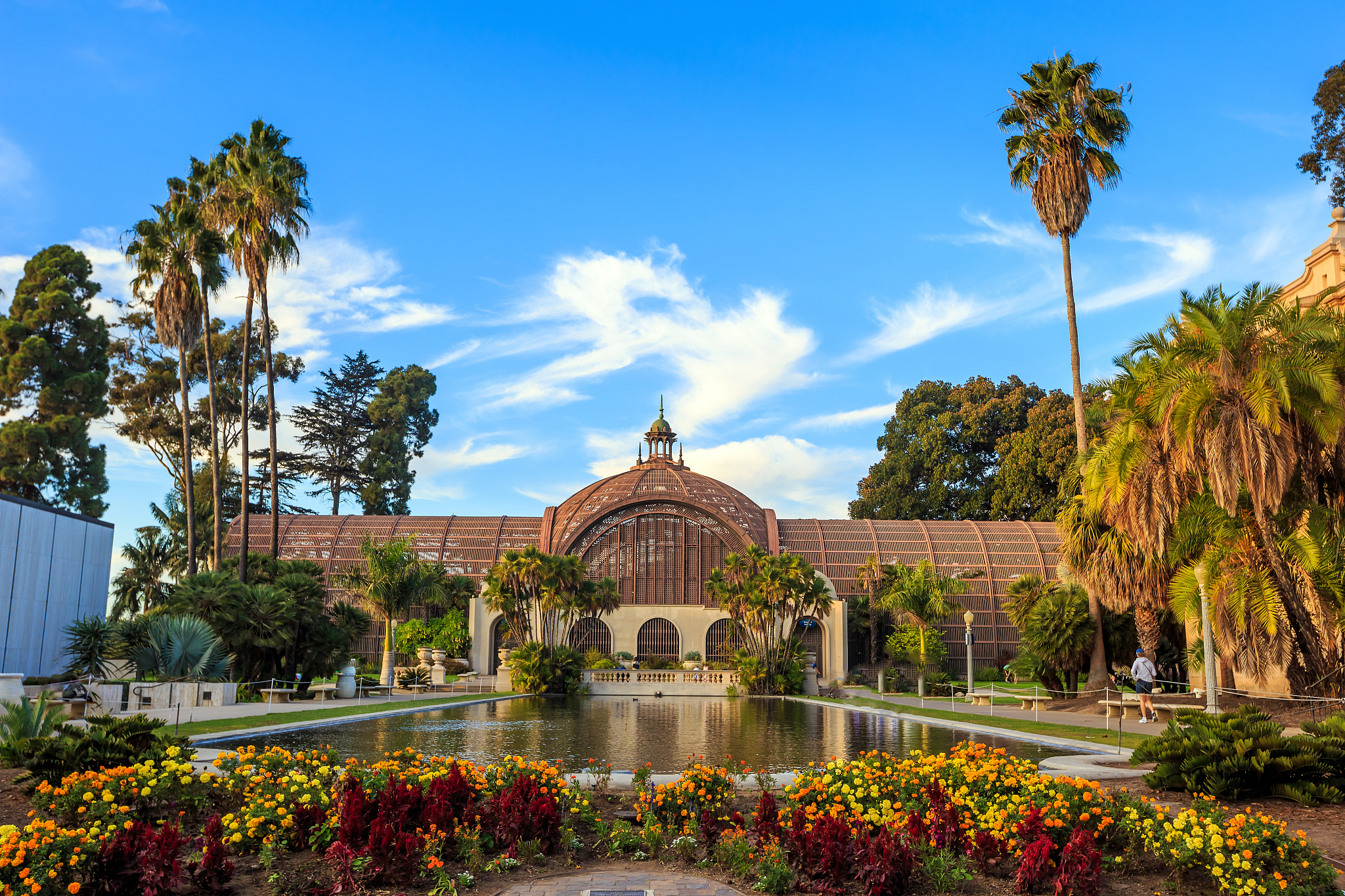 balboa park botanical building and pond san diego, california