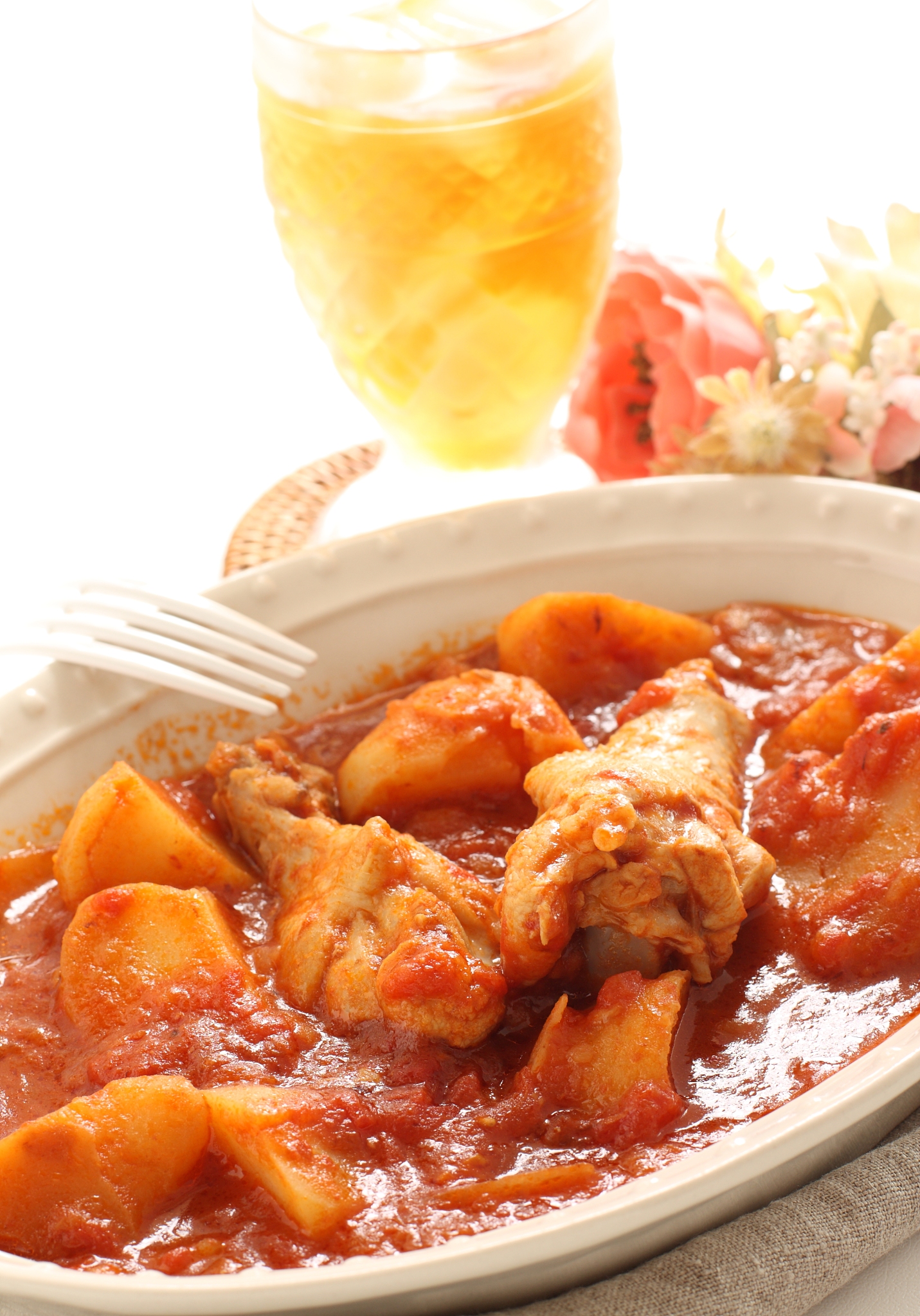 italian food, potato and chicken simmered
