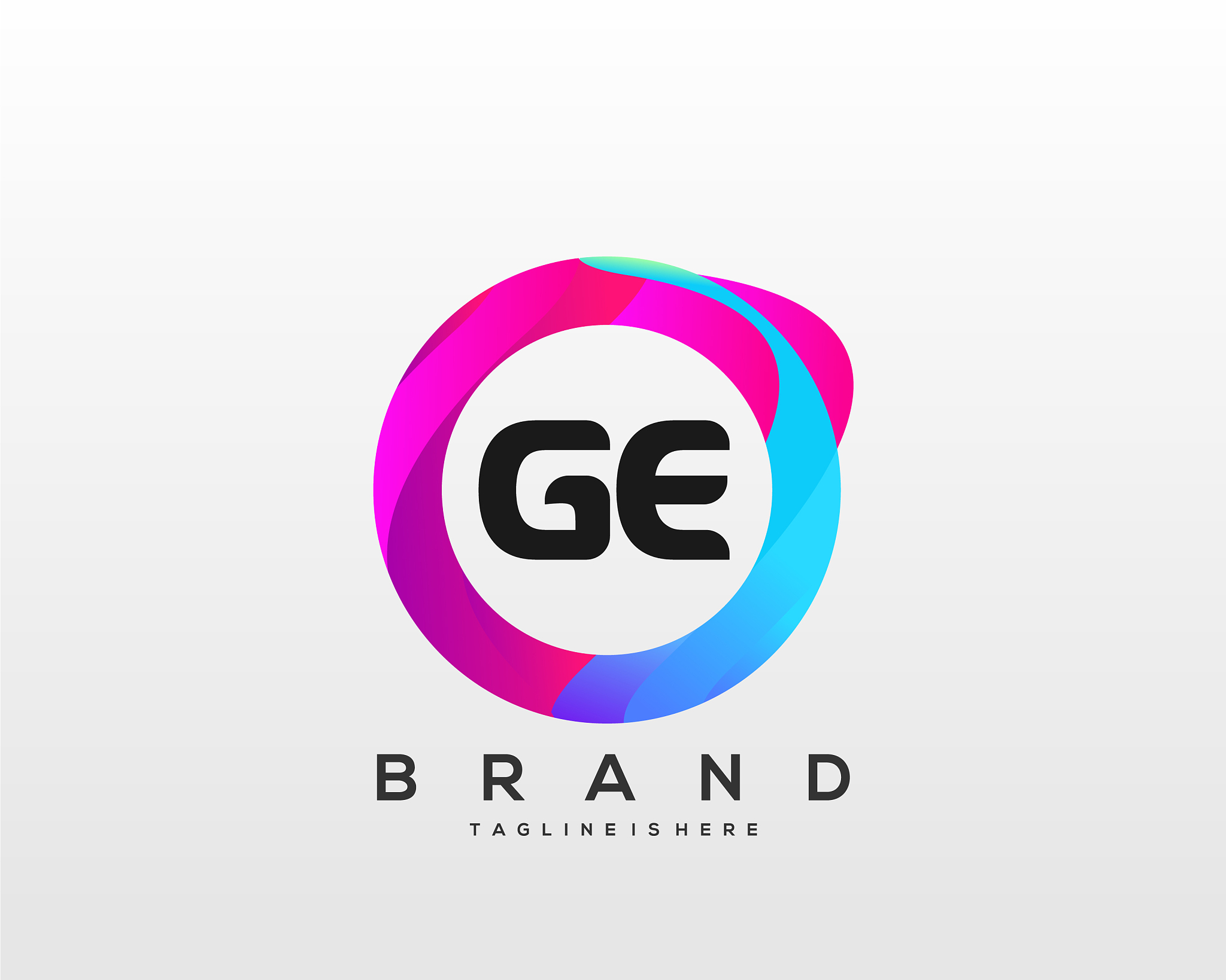 letter ge gradient color logo design