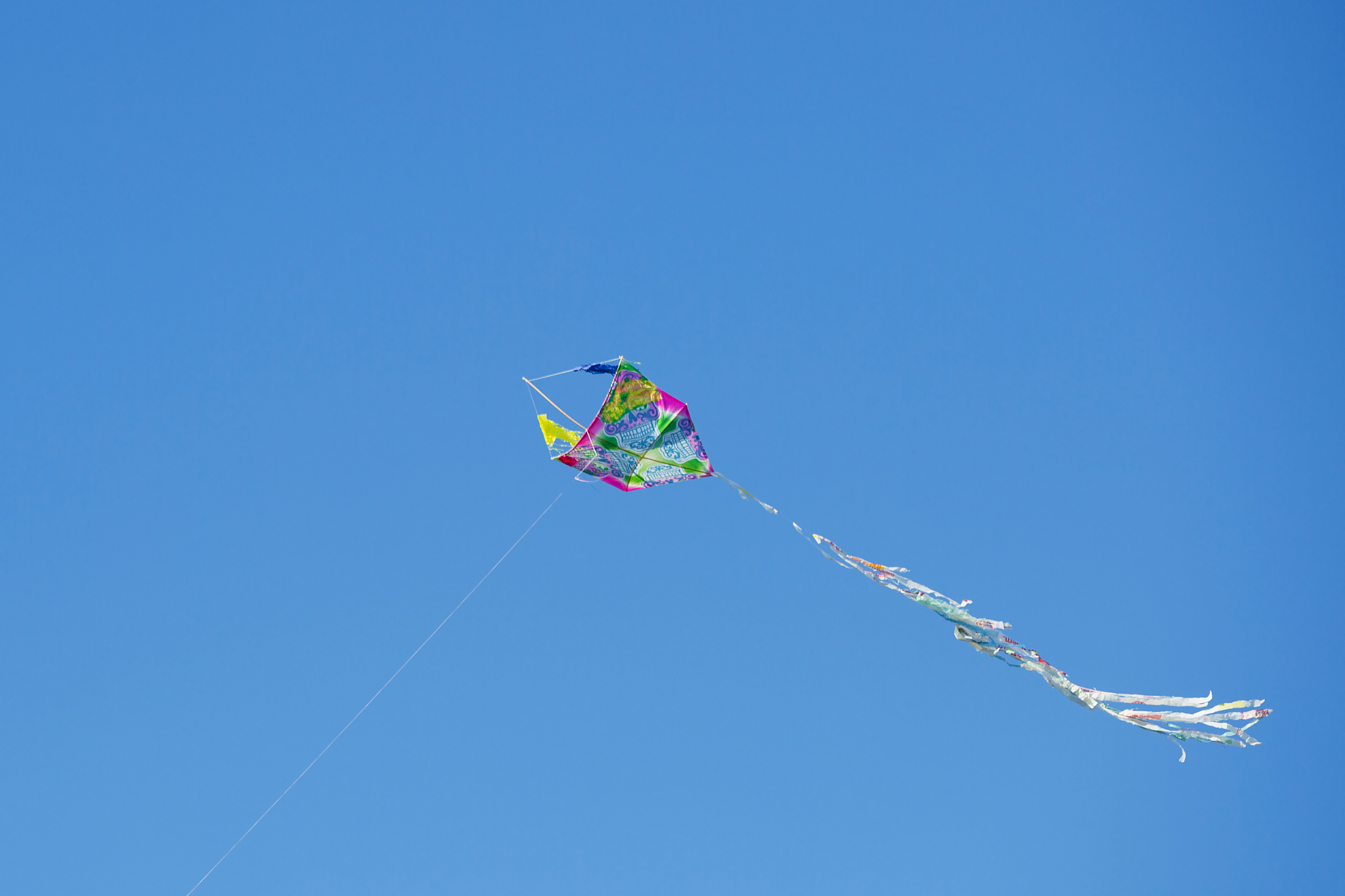 kite flying in the blue sky.