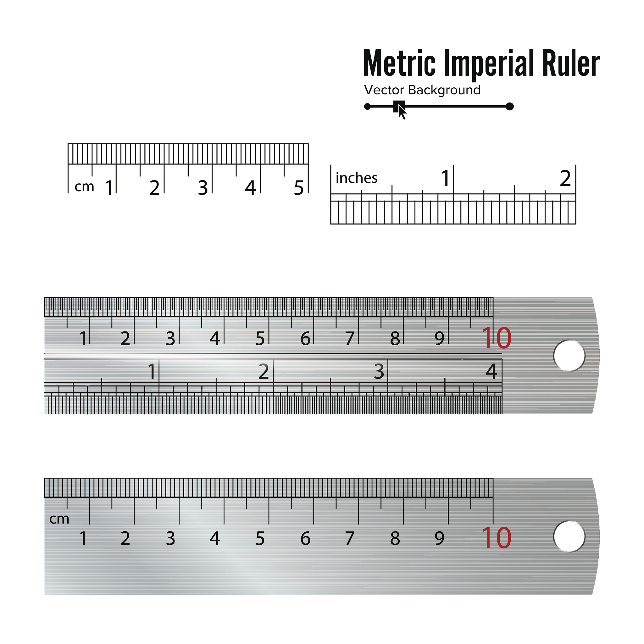 metric imperial rulers vector. centimeter and inch. measure tool