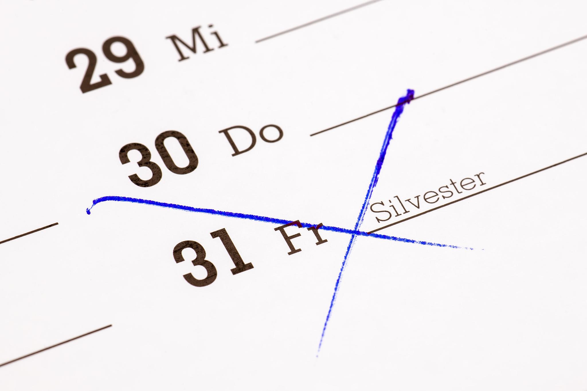 schedule, new year's eve crossed out, germany