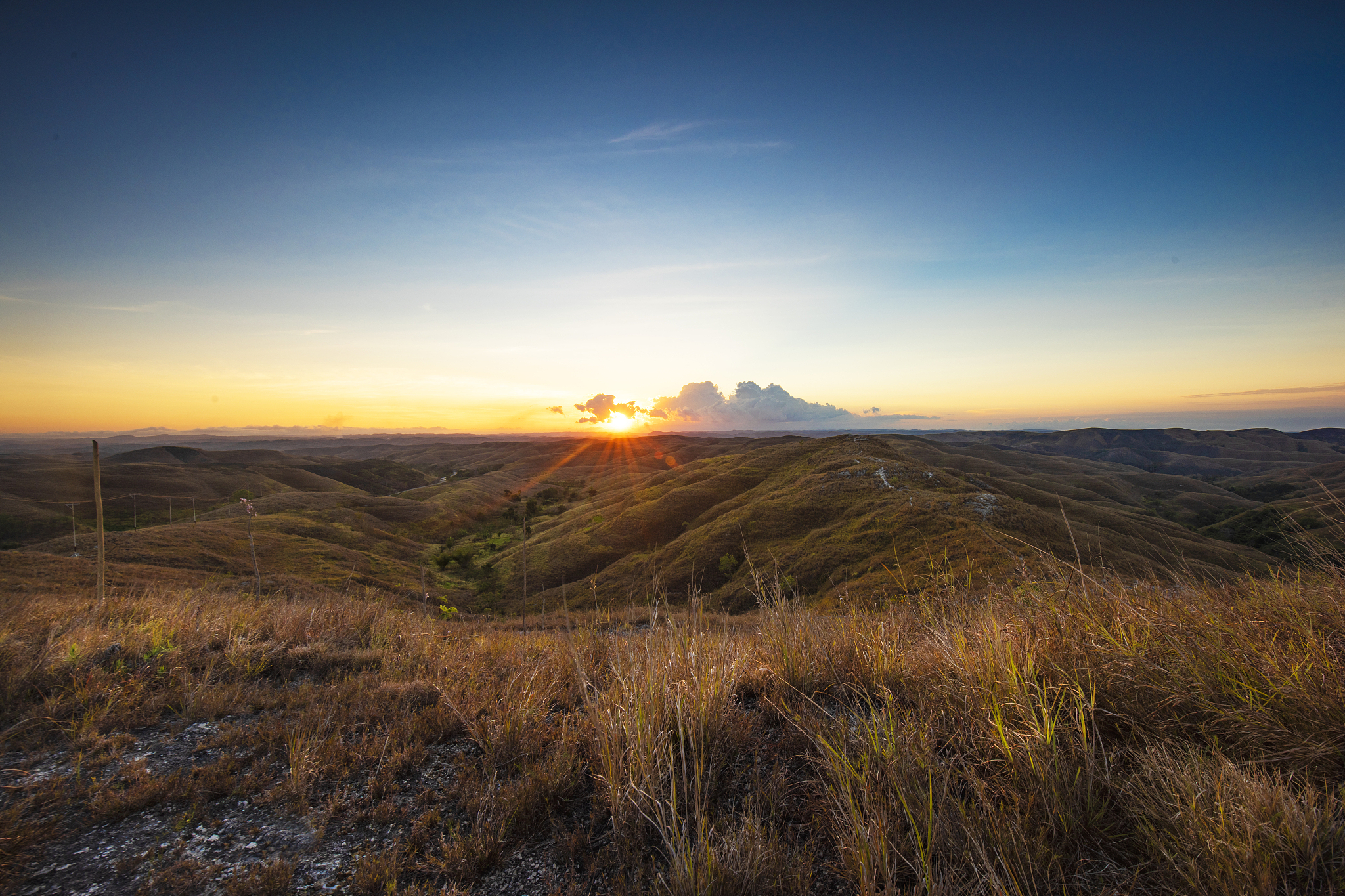 Breathtaking Sunset While Climbing a Mountain