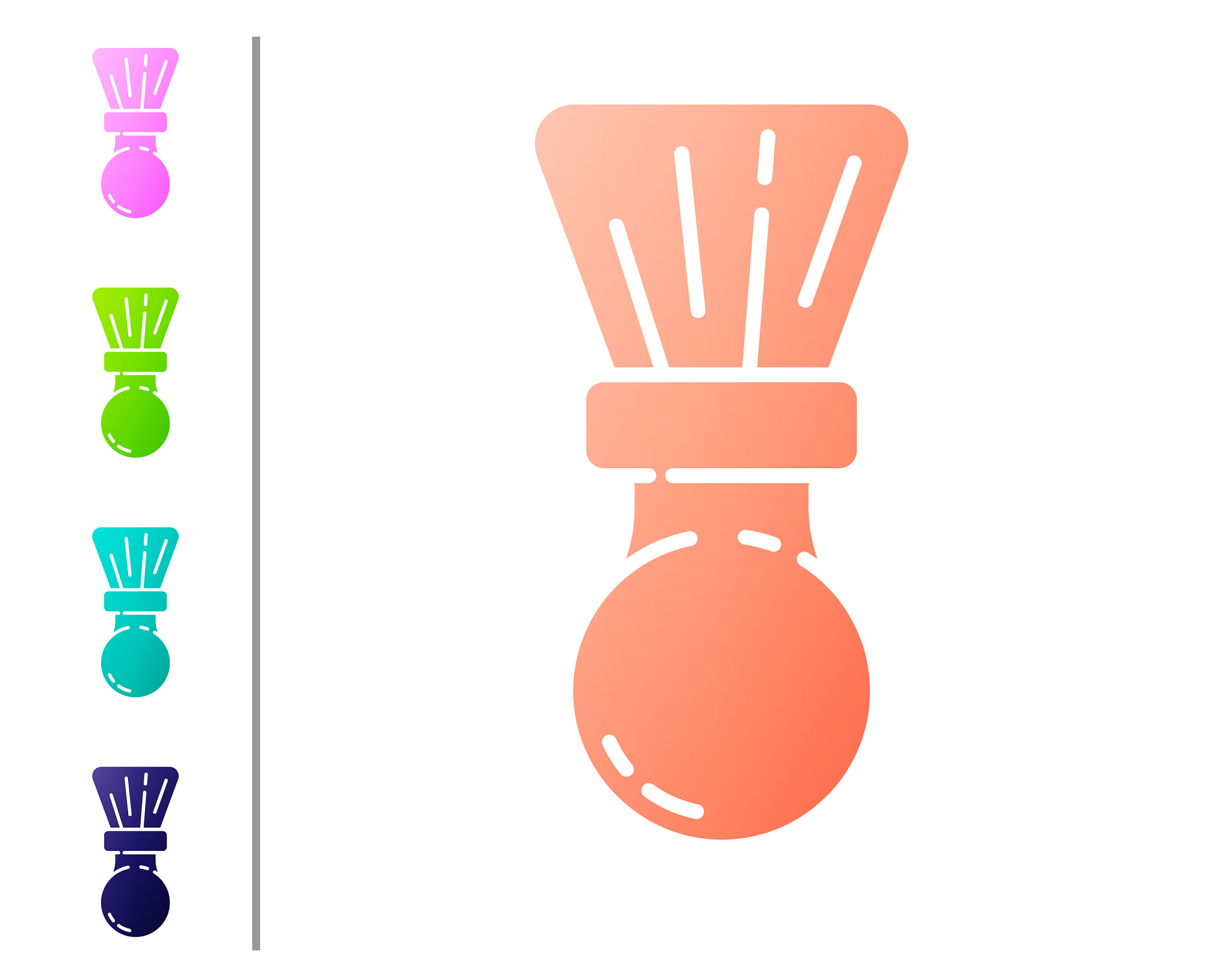 coral shaving brush icon isolated on white