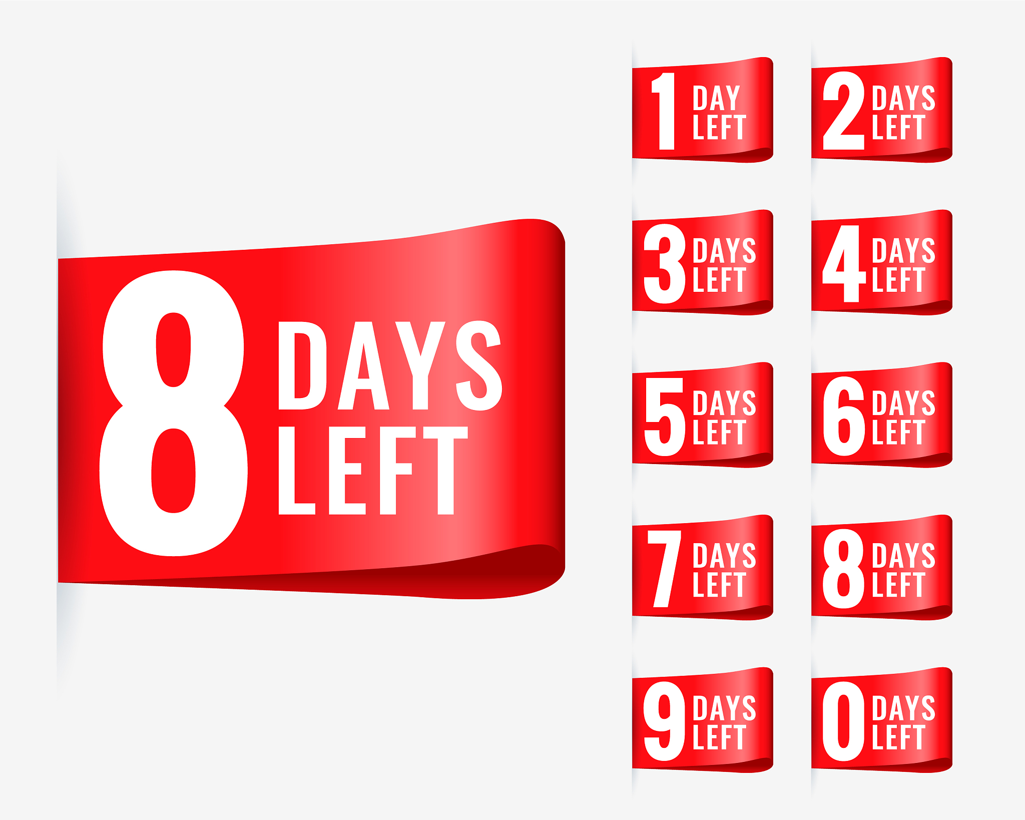 red days left label ribbon design