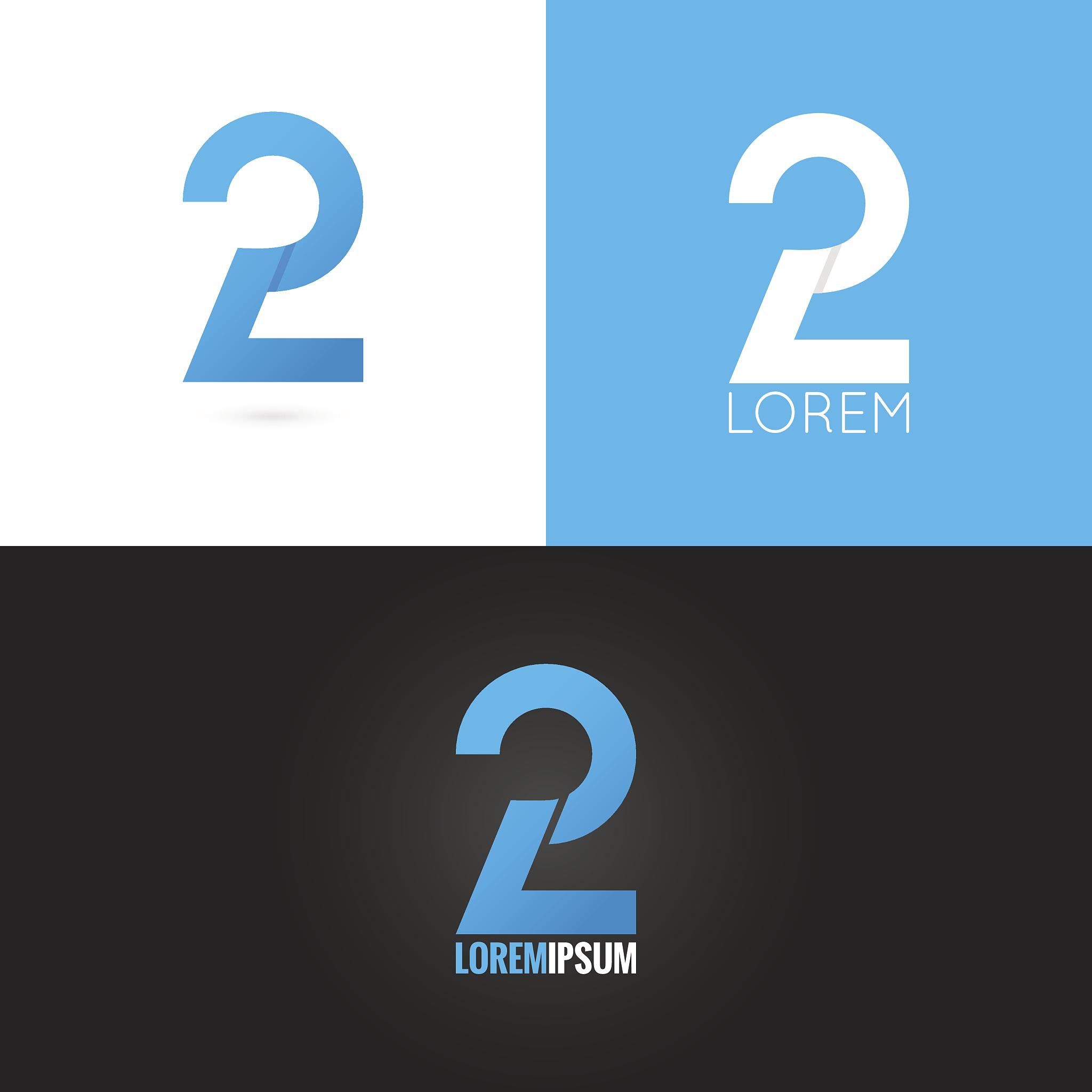 number two 2 logo design icon set background