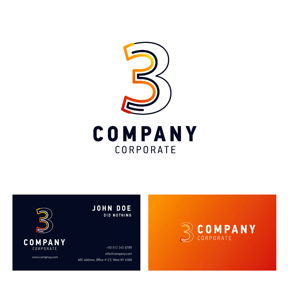 3 company logo design vector
