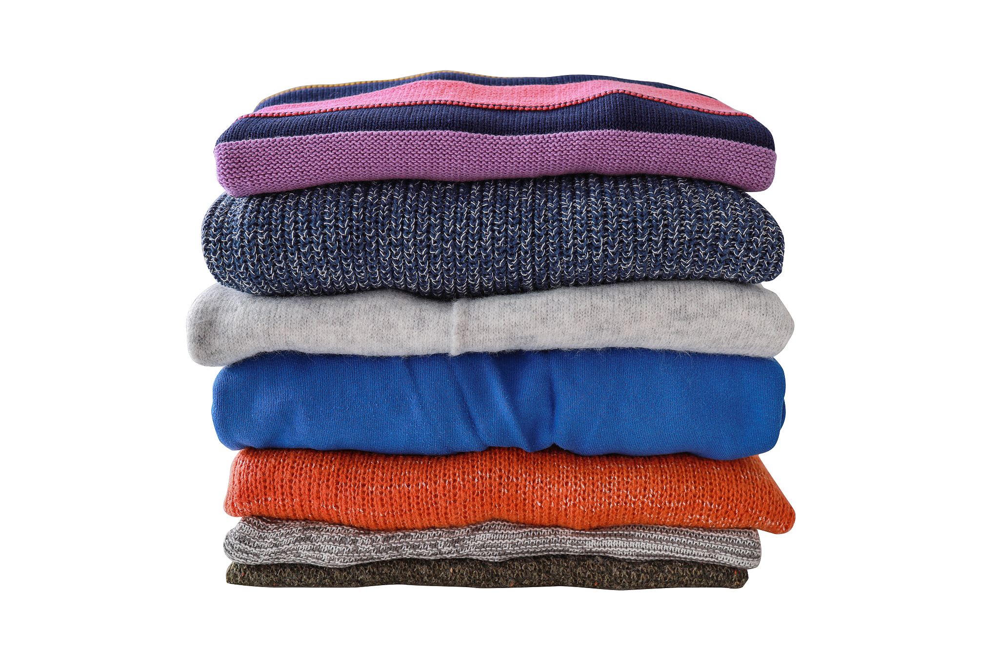 close-up of warm clothing against white background