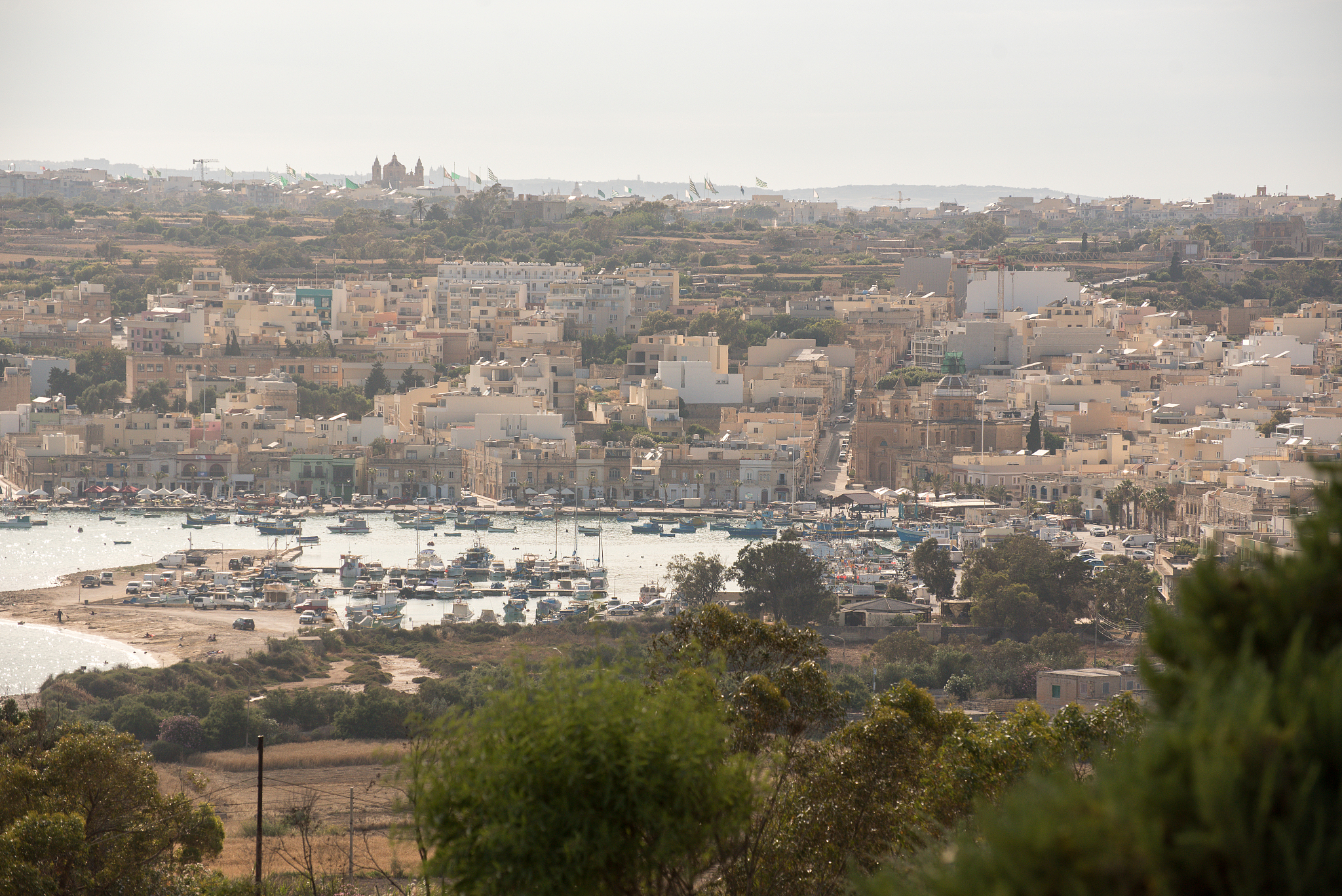 cityscape of  fishing village marsaxlokk, malta.