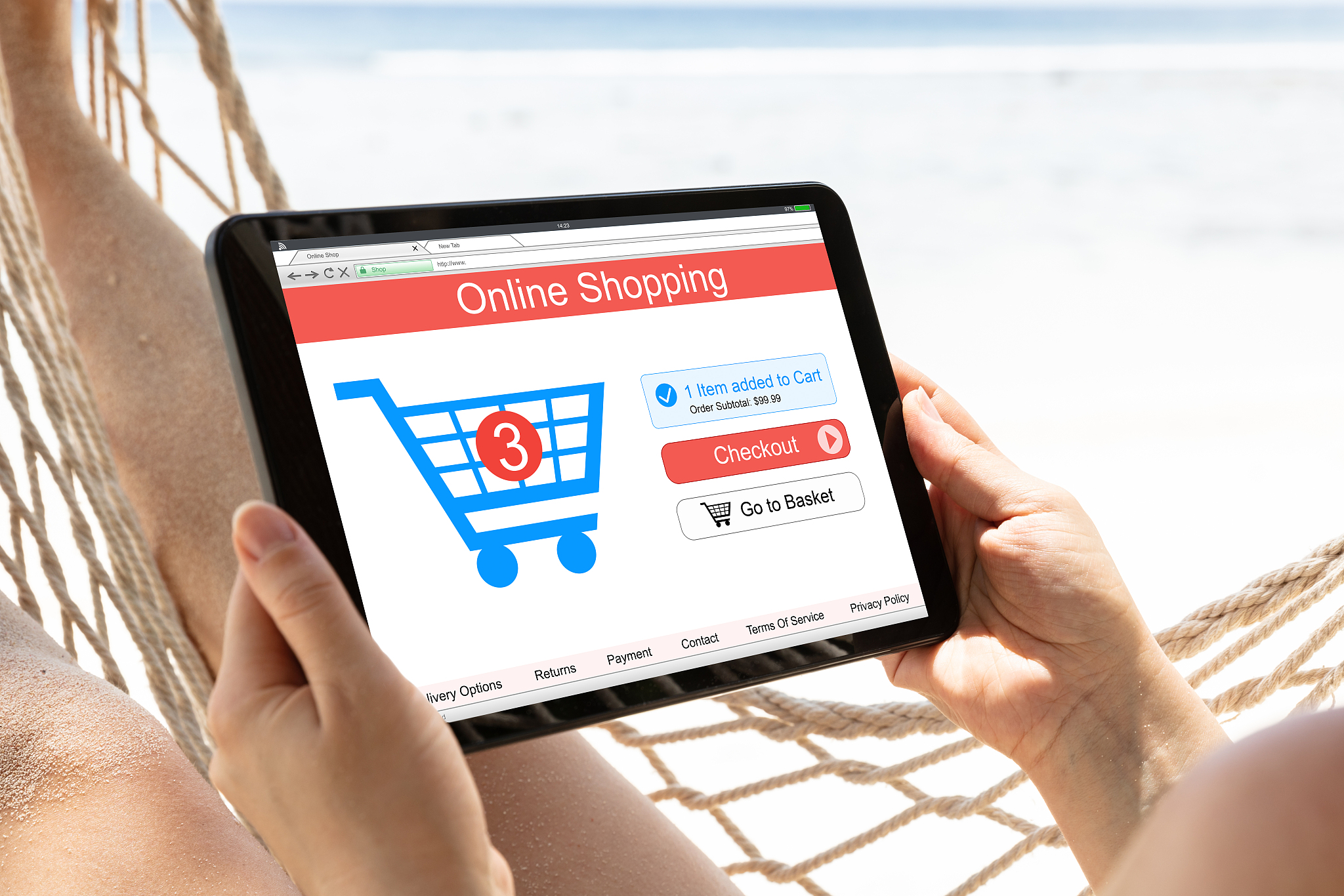 woman shopping online on digital tablet
