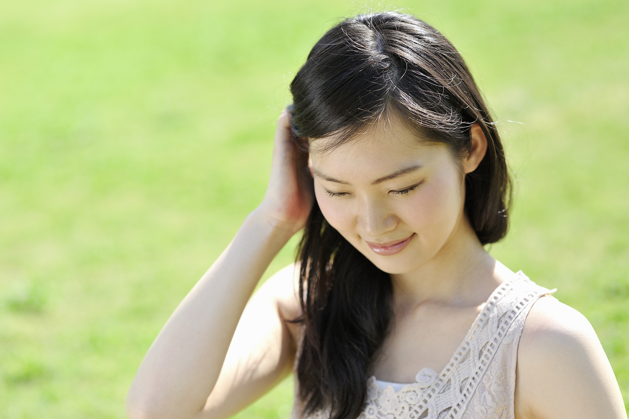 close up of woman in nature