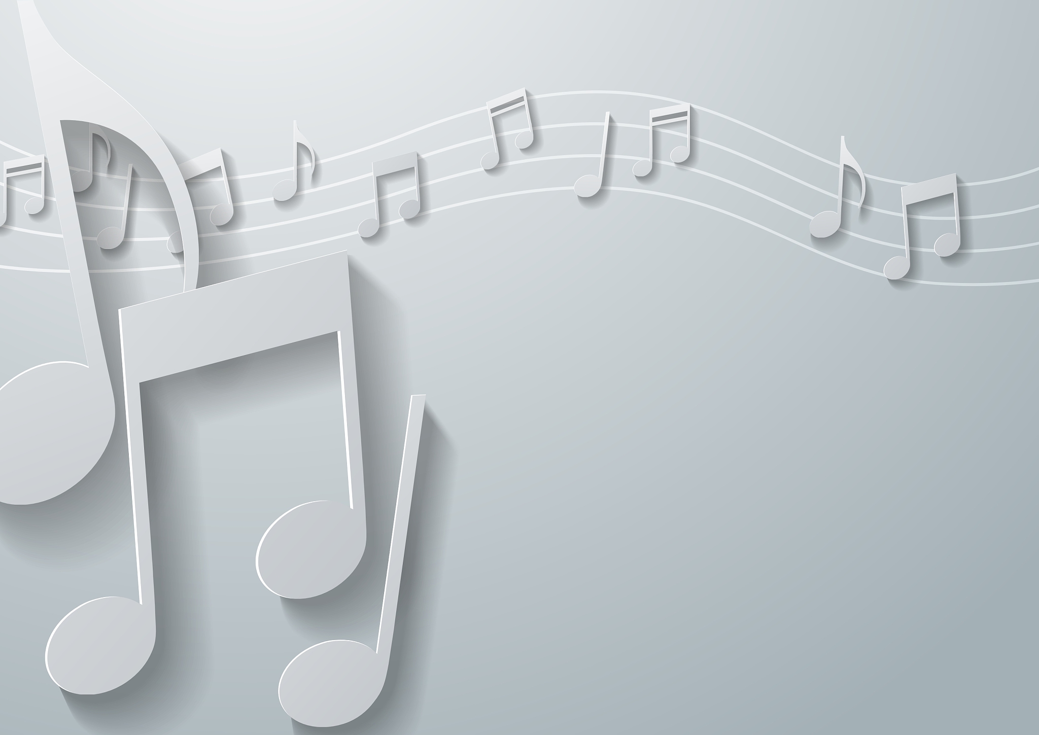 music notes on white paper background