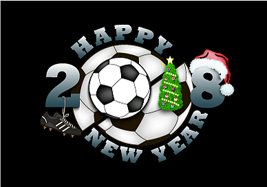 happy new year and soccer ball