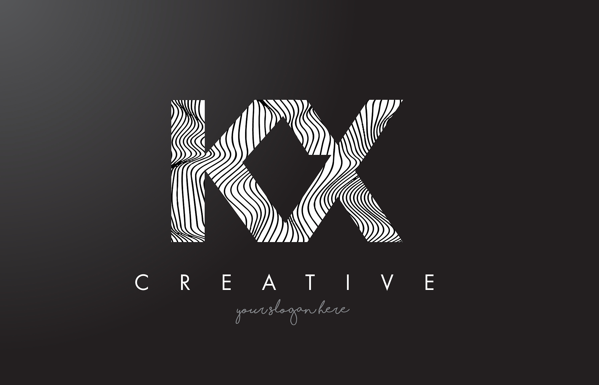 kx k x letter logo with zebra lines texture