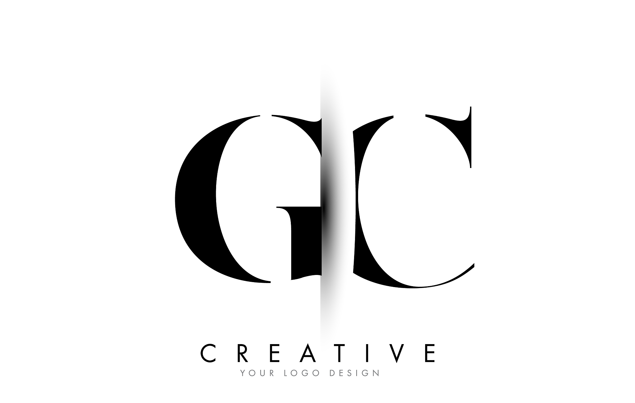 gc g c letter logo with creative shadow cut design