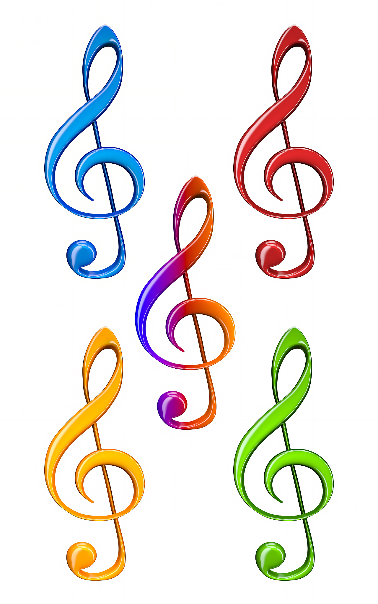 3d illustration of decorative treble clefs