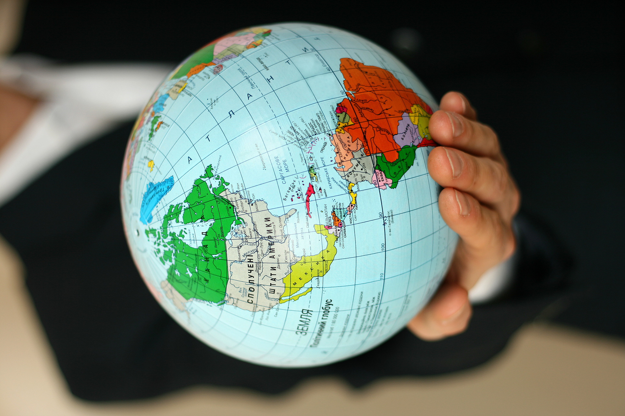 globe in hand