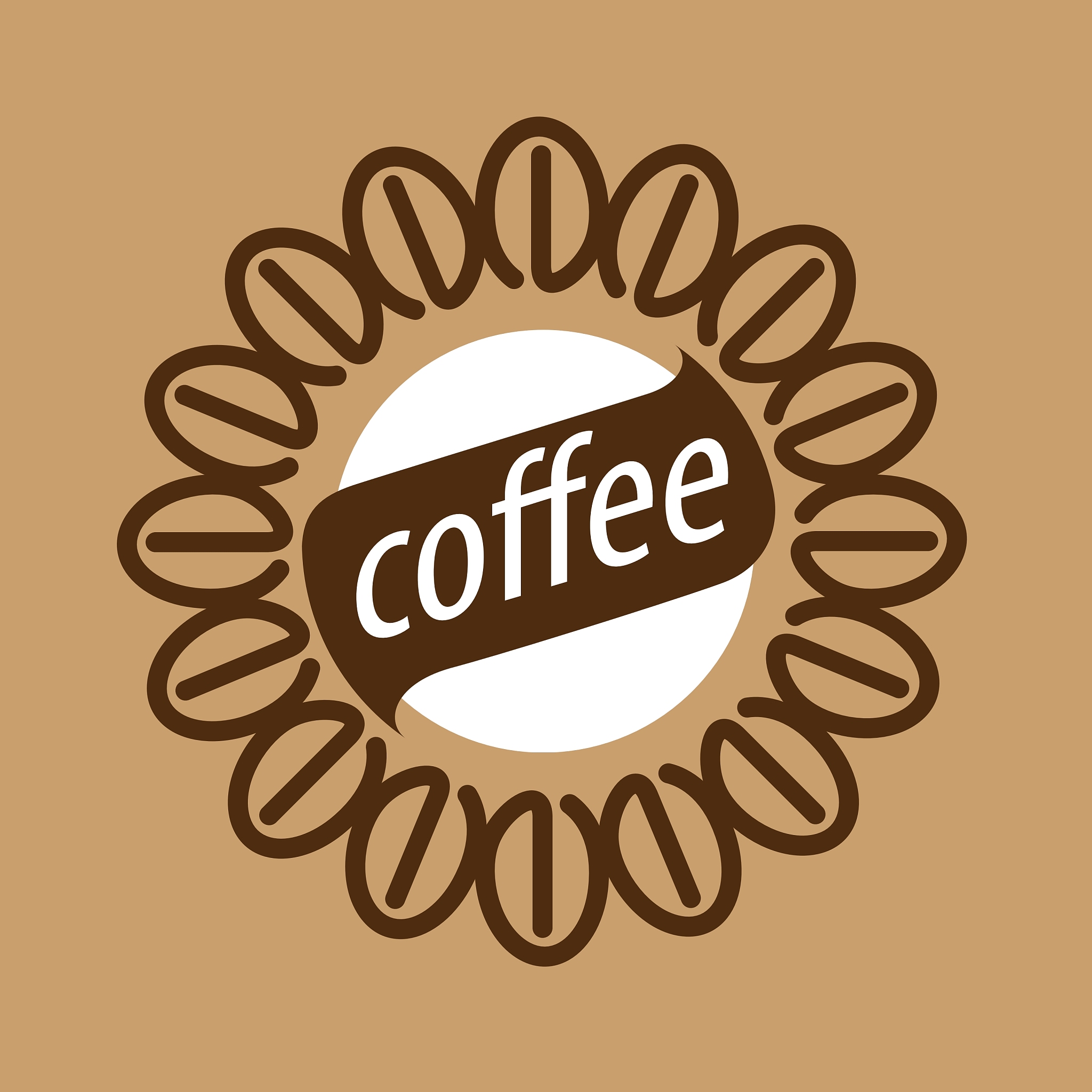 Cheery Coffee Logo 设计：字母 'e' 与咖啡豆的融合