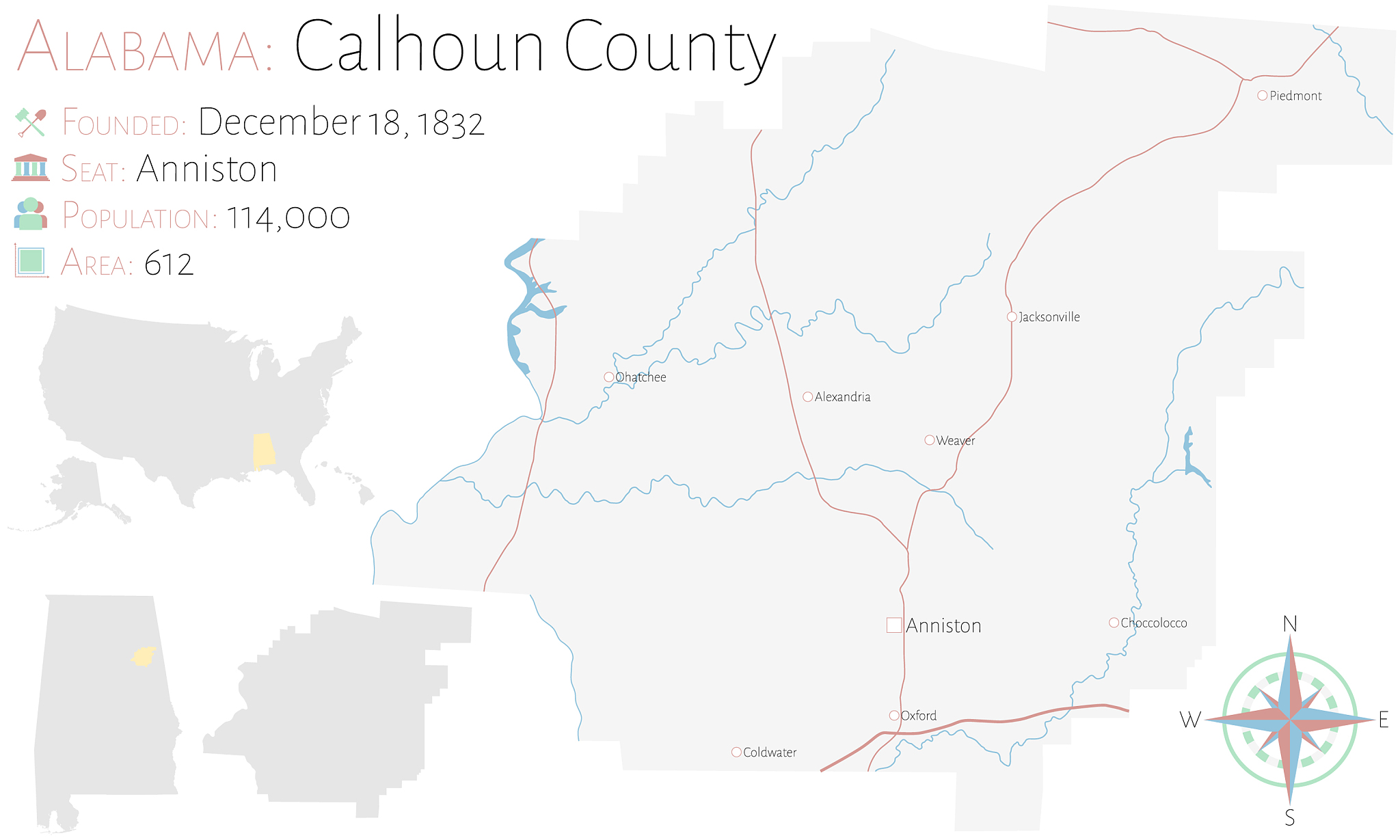 map calhoun county in alabama