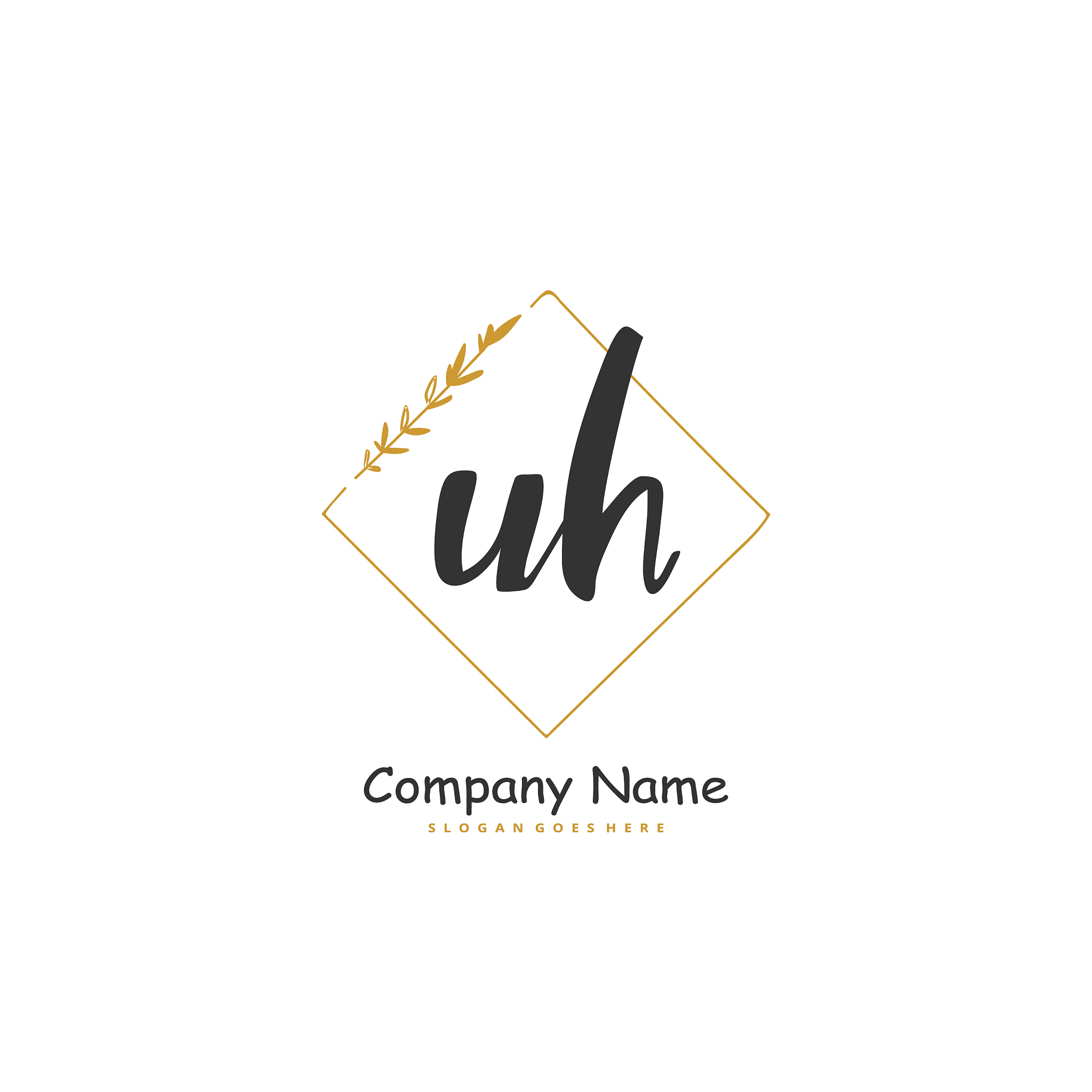 u h uh initial handwriting and signature logo