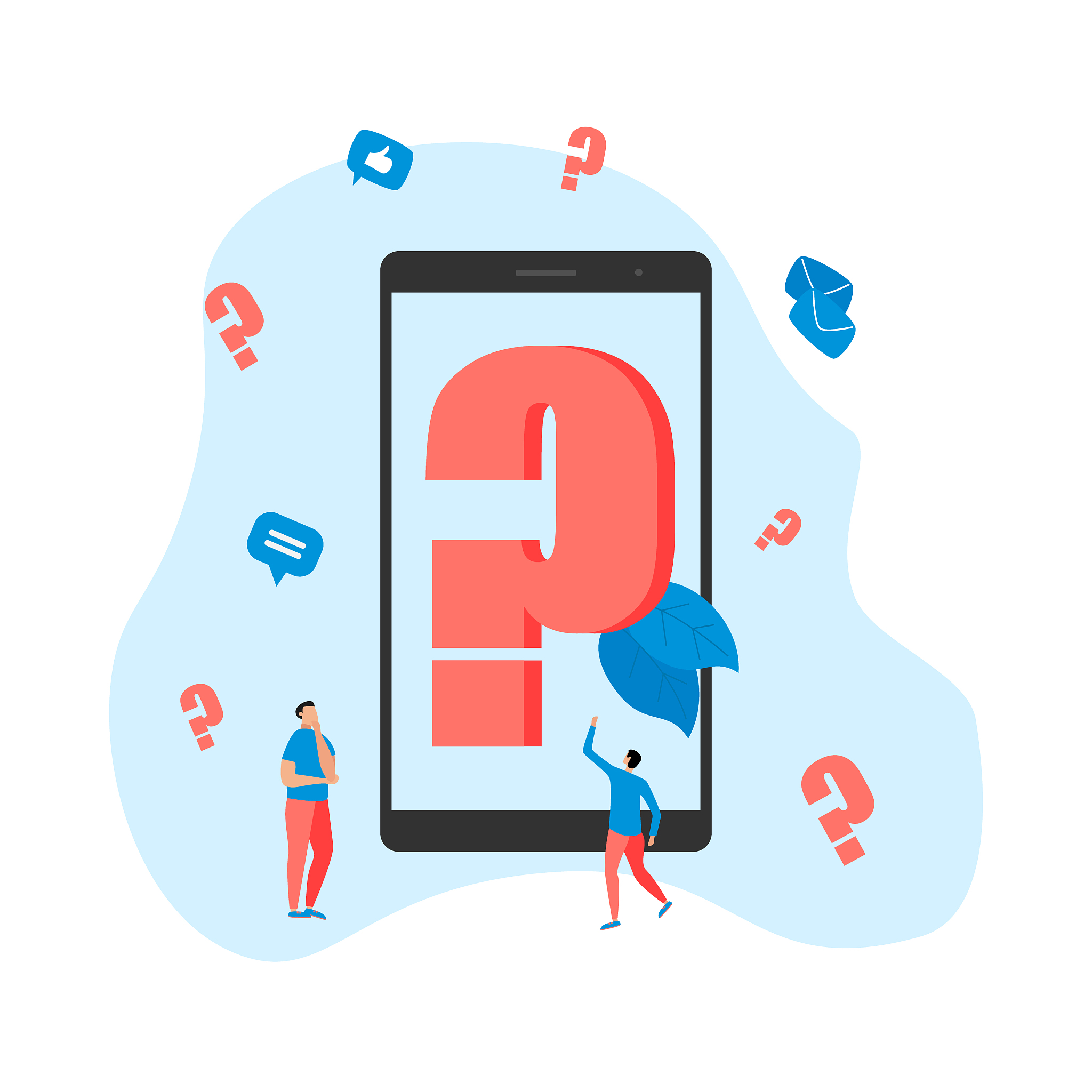 question mark. small business people solve business issues. busi