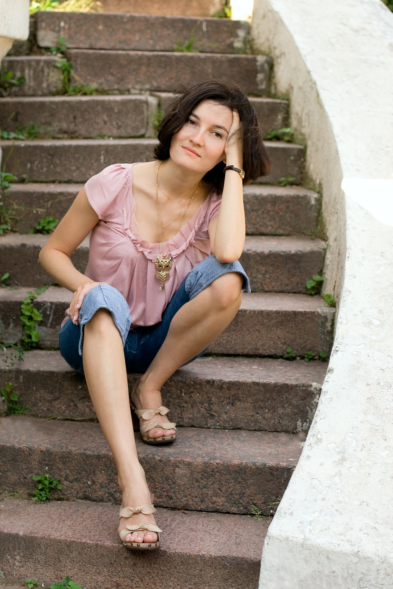 woman on a staircase