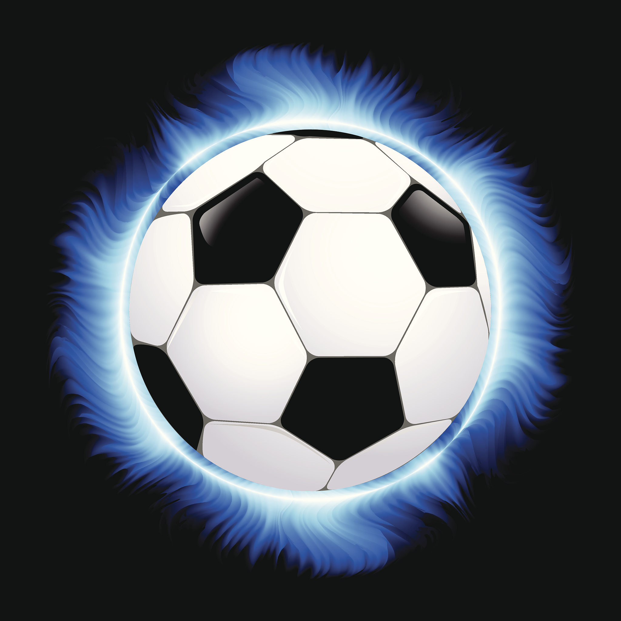 football ball burning in blue fire