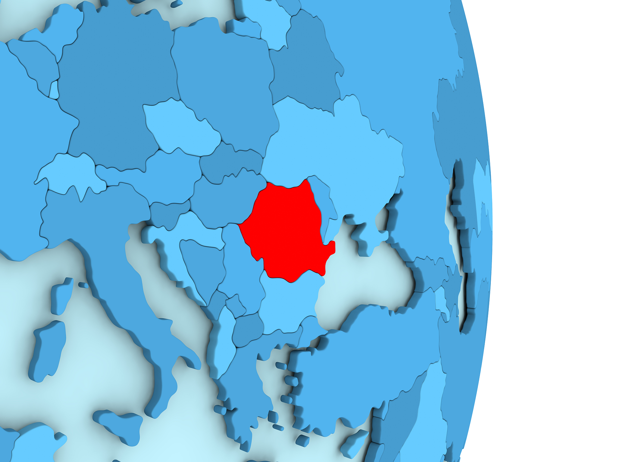 romania on blue political globe
