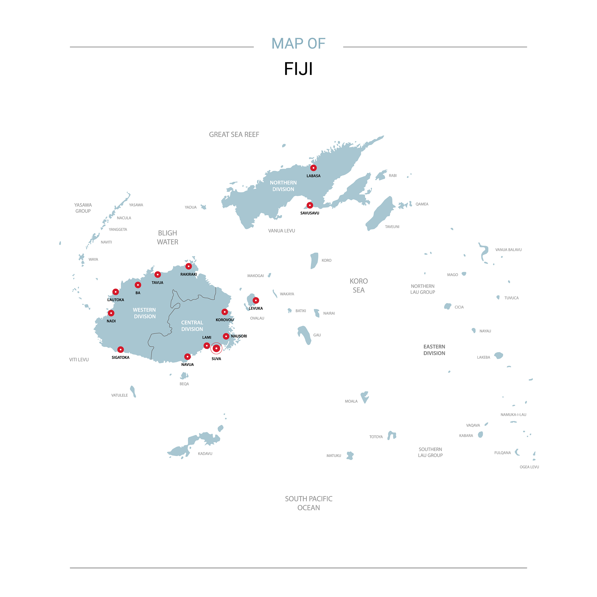 fiji map with red pin