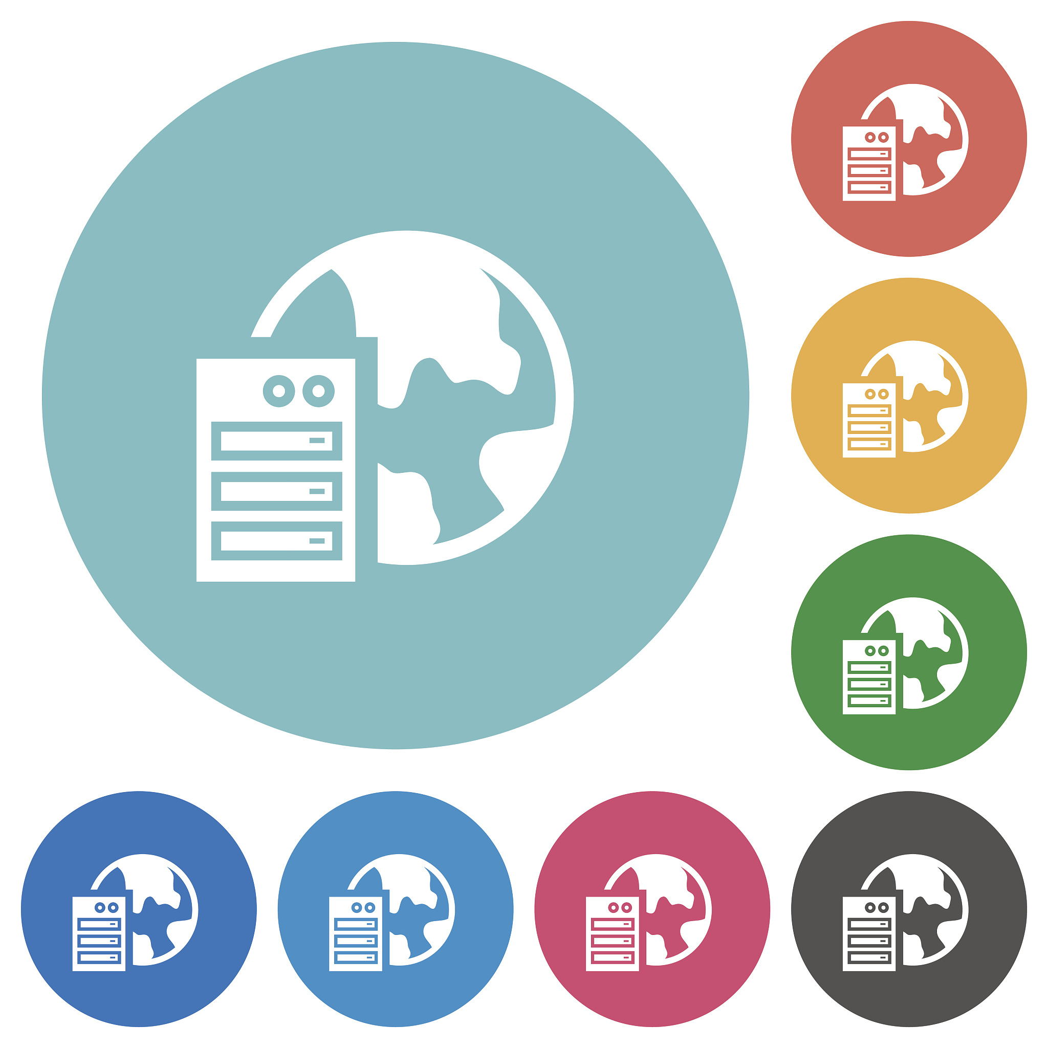 flat web hosting icons