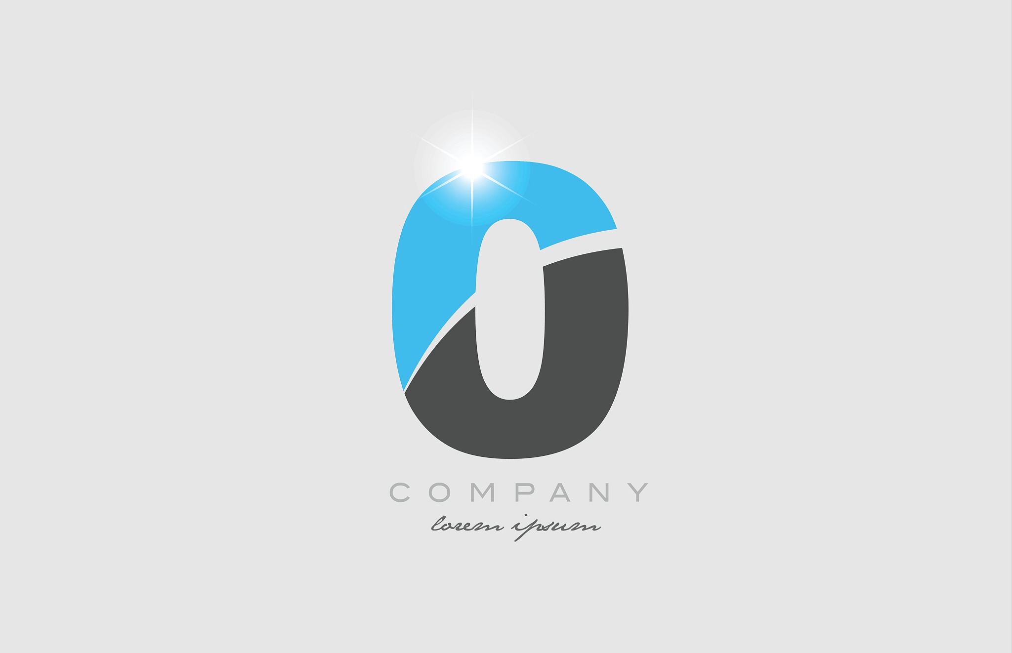 number 0 in grey blue color for logo icon design