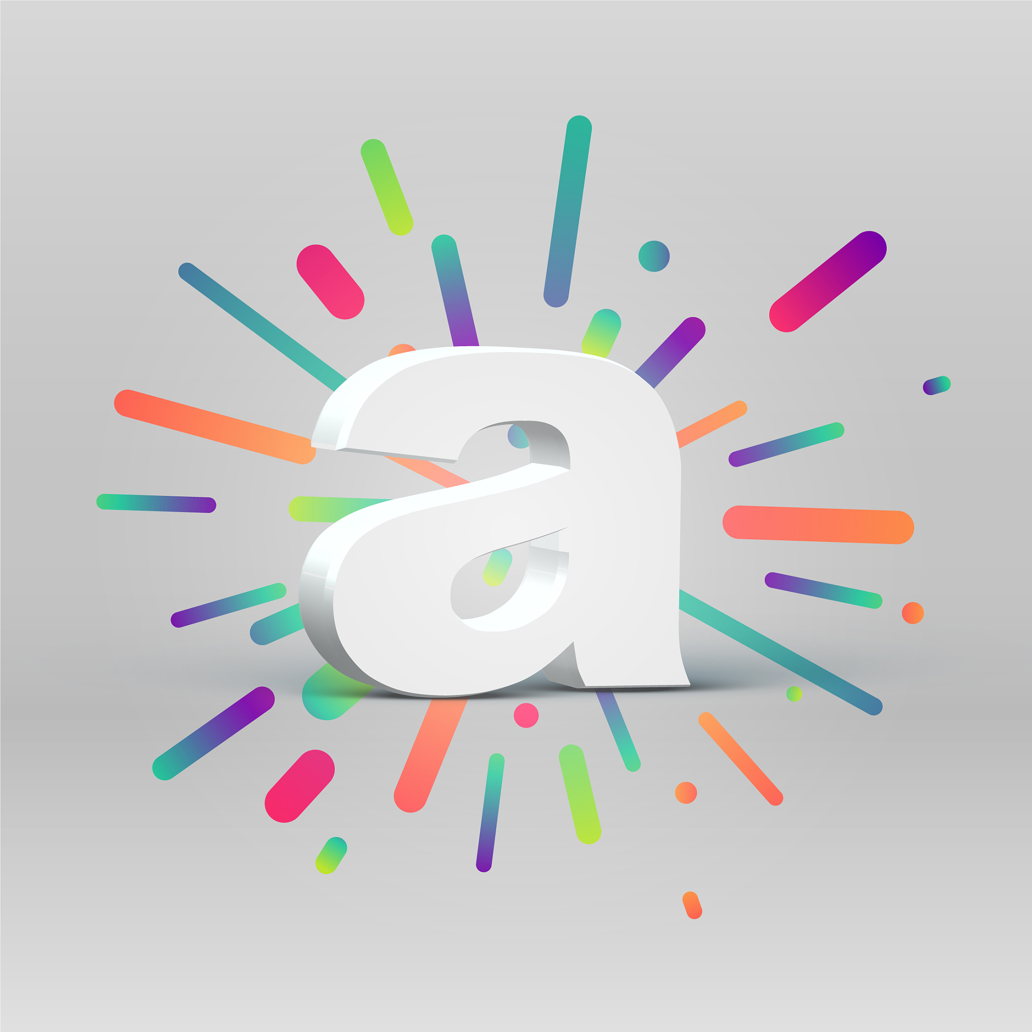 3d character from a fontset with colorful