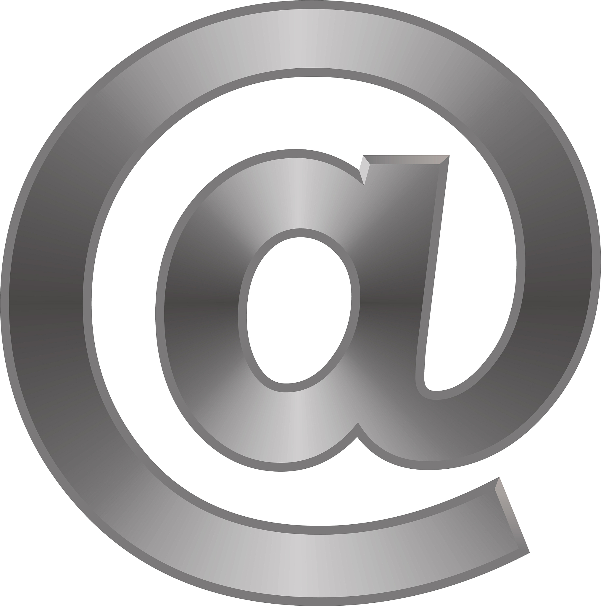 metallic email sign with reflects isolate symbol