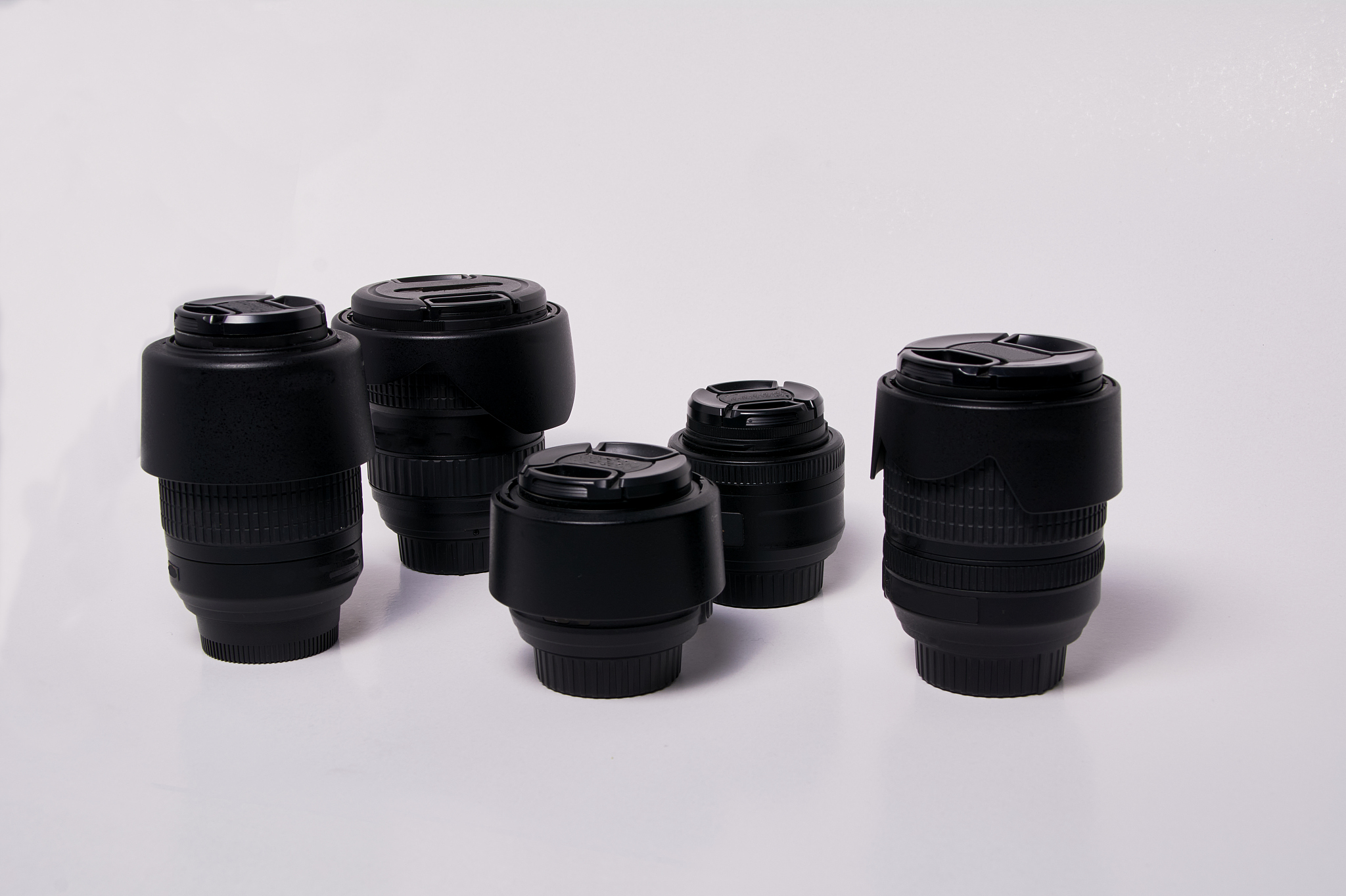 photographic lens on white and clear background,